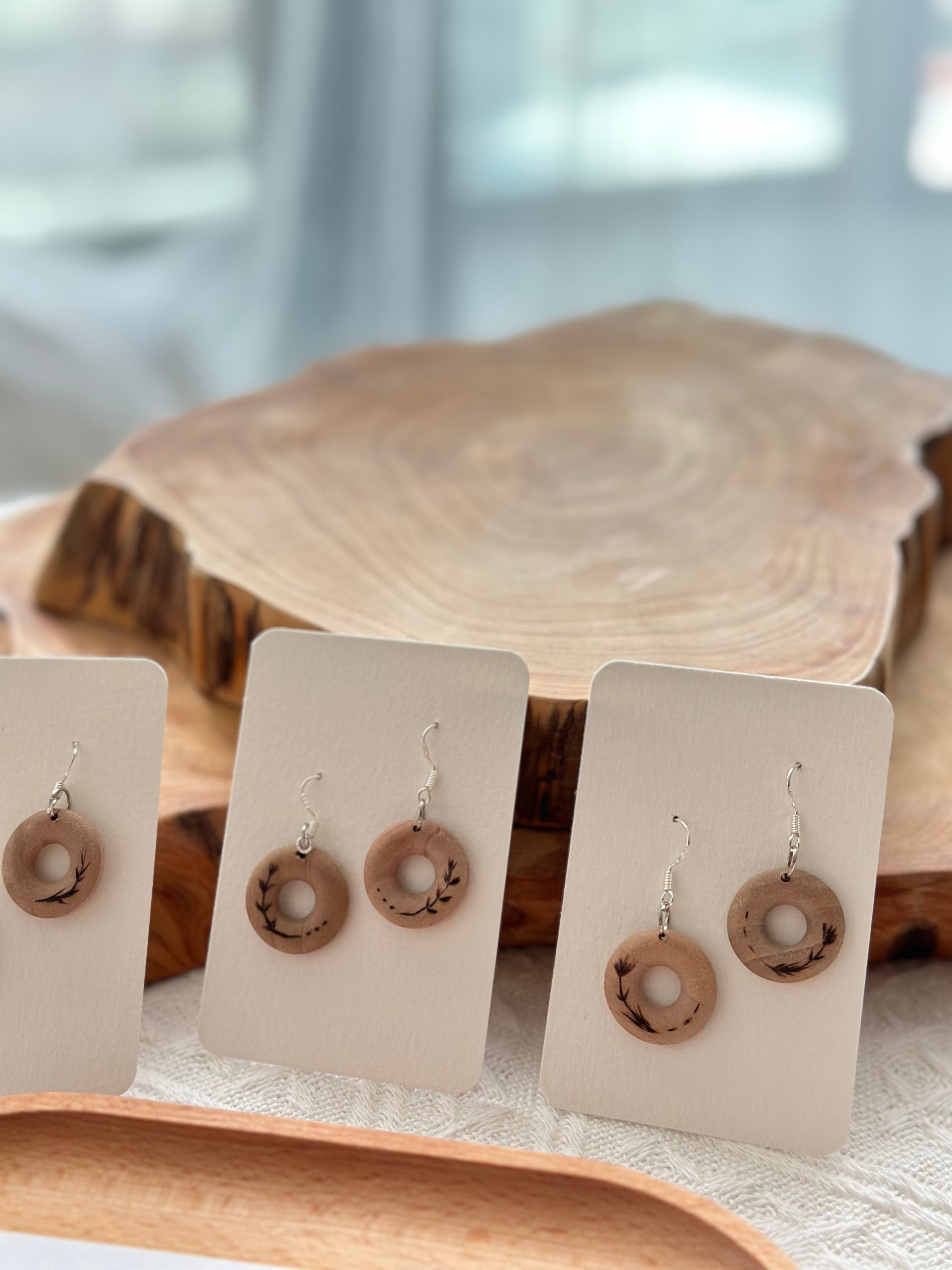 Small Wood Hoop Earrings