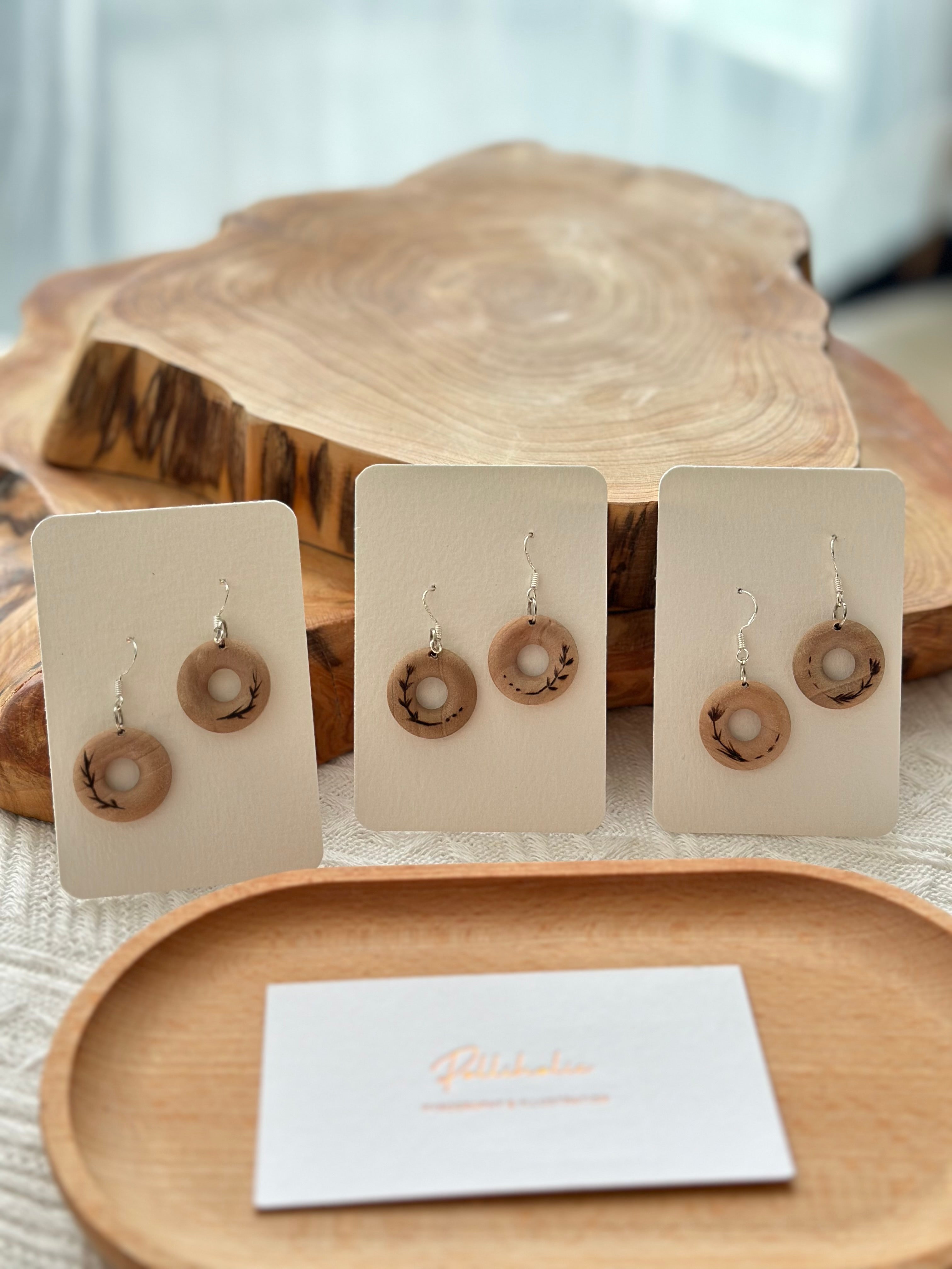 Small Wood Hoop Earrings