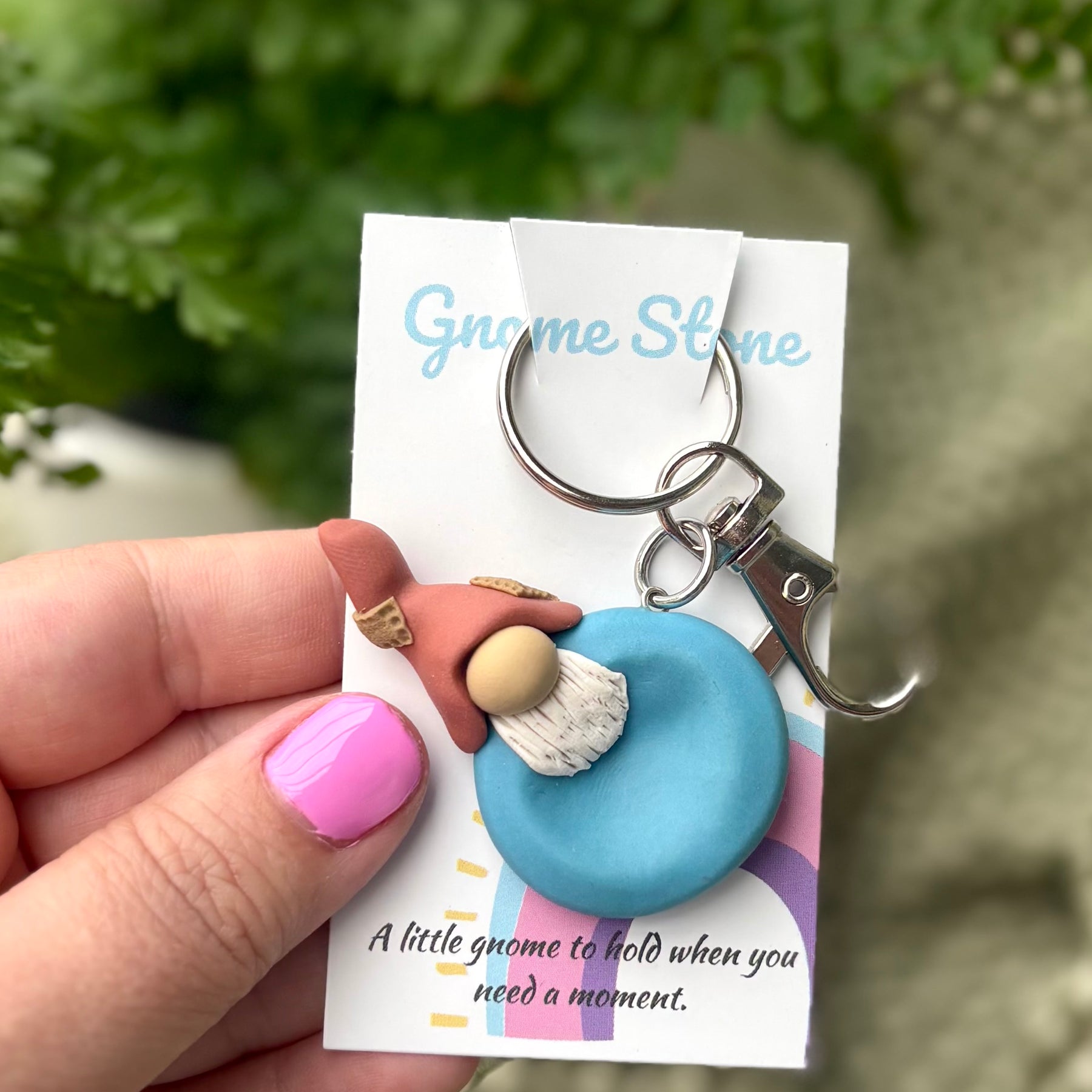Gnome Stone - Terracotta and blue