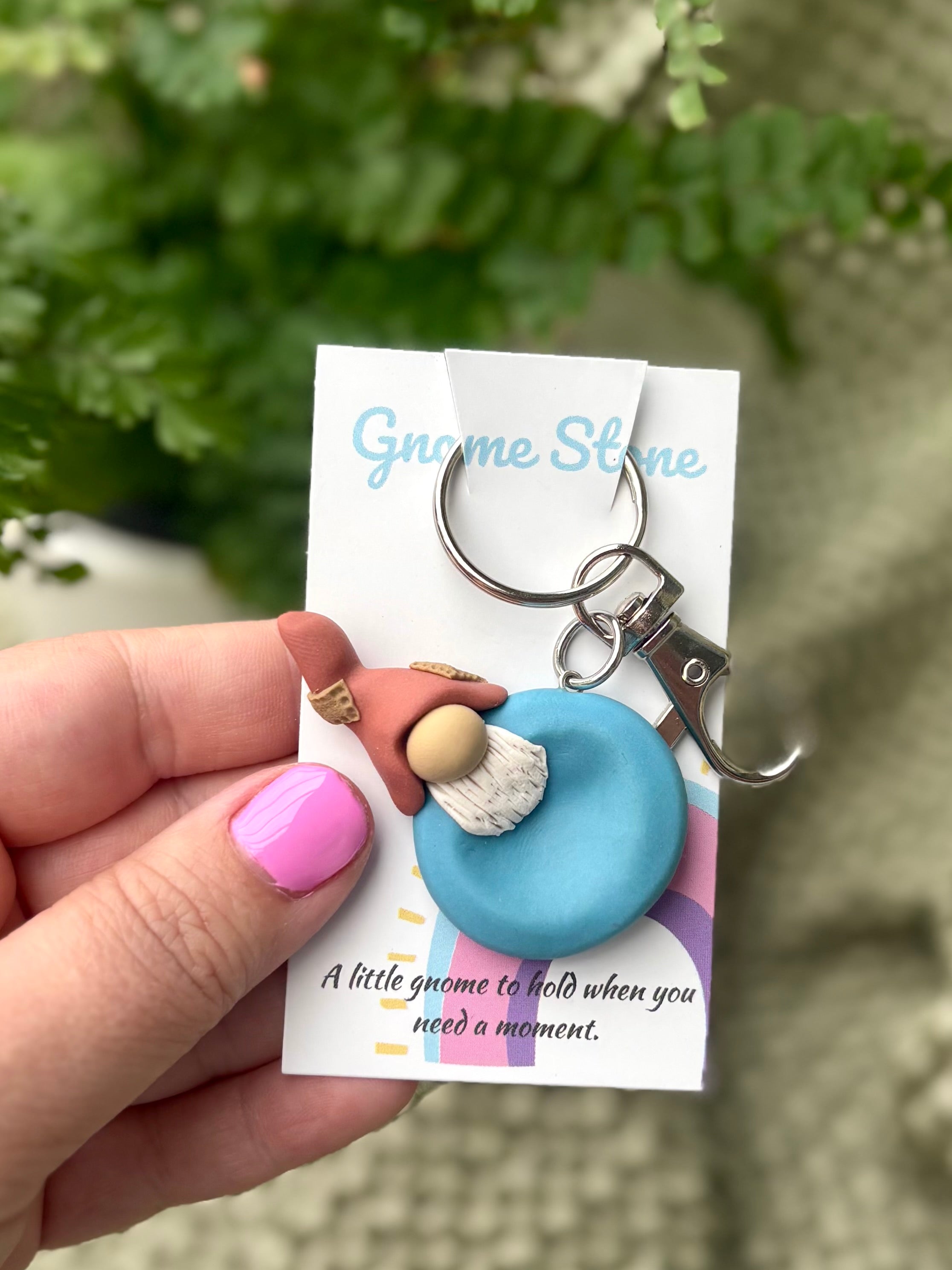 Gnome Stone - Terracotta and blue
