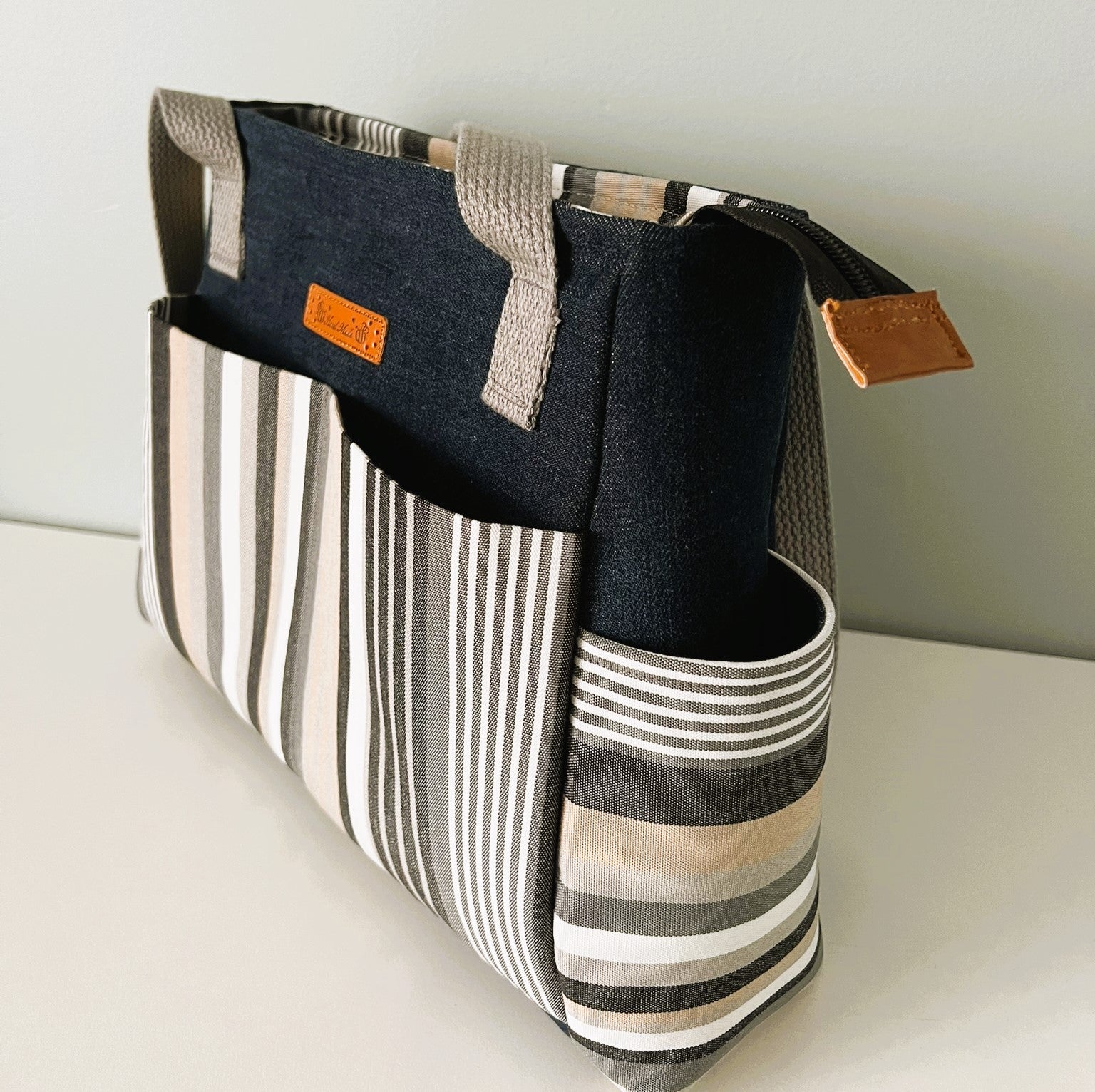 Upcycled Denim & Canvas Multi Pocket Tote