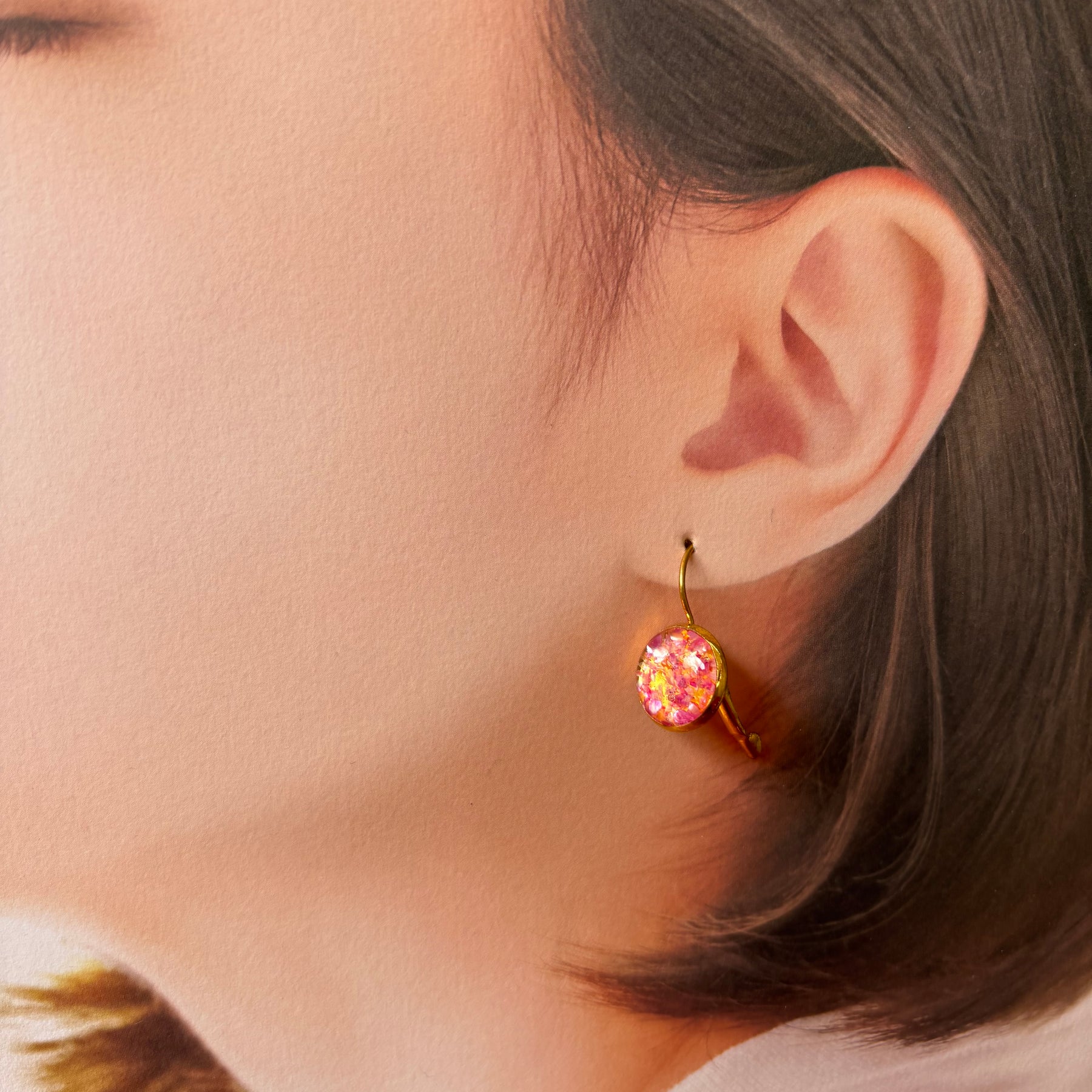 Pink Glitter Resin earrings