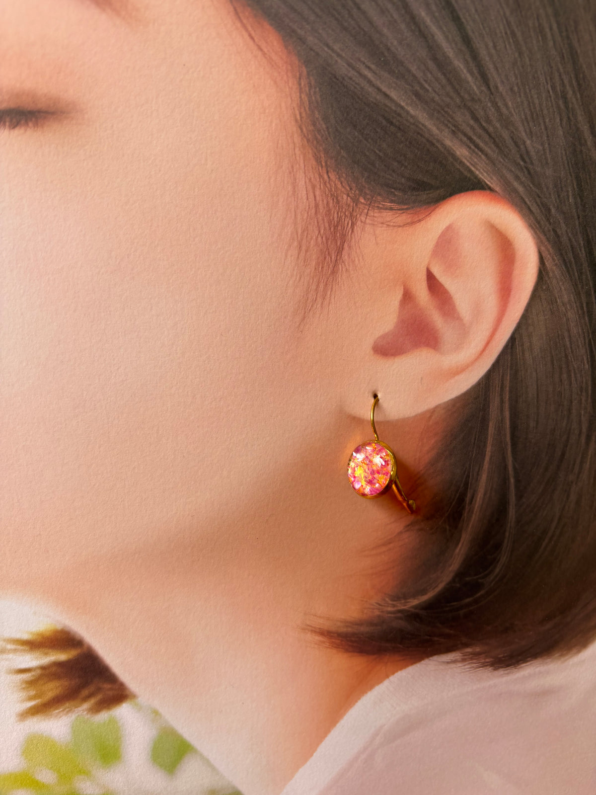 Pink Glitter Resin earrings