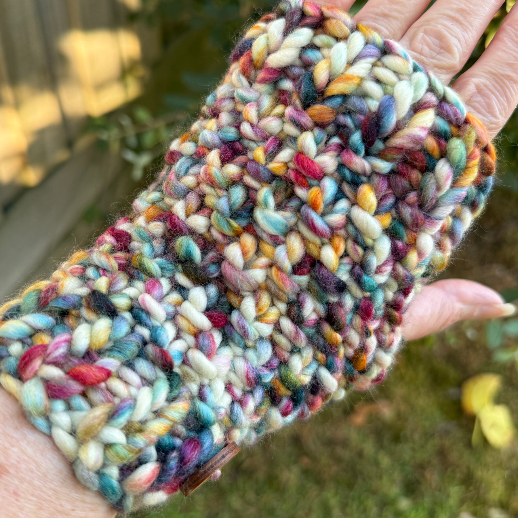 Handwarmers, Knitted Rainbow Fingerless Gloves, Merino Gloves
