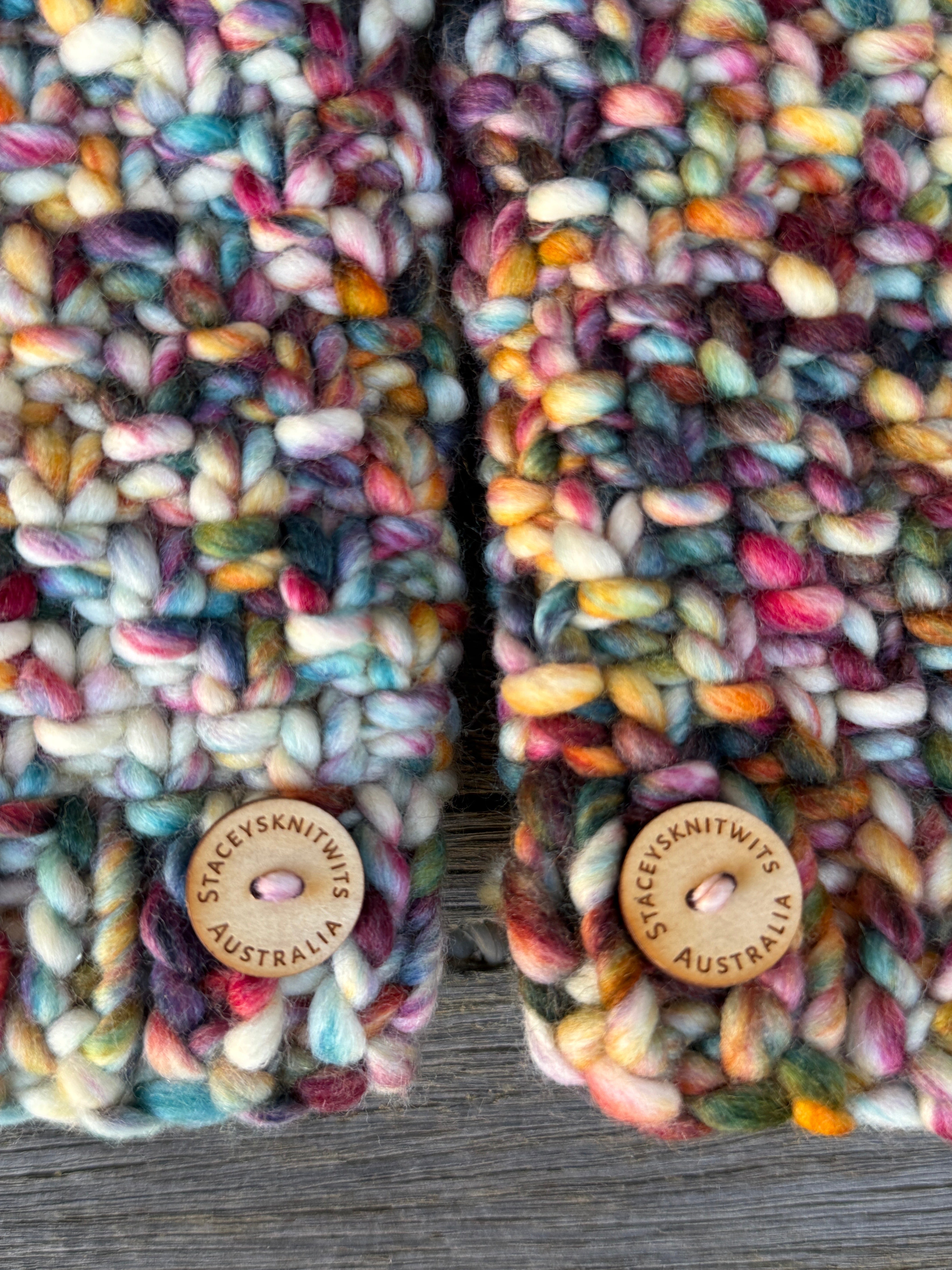 Handwarmers, Knitted Rainbow Fingerless Gloves, Merino Gloves