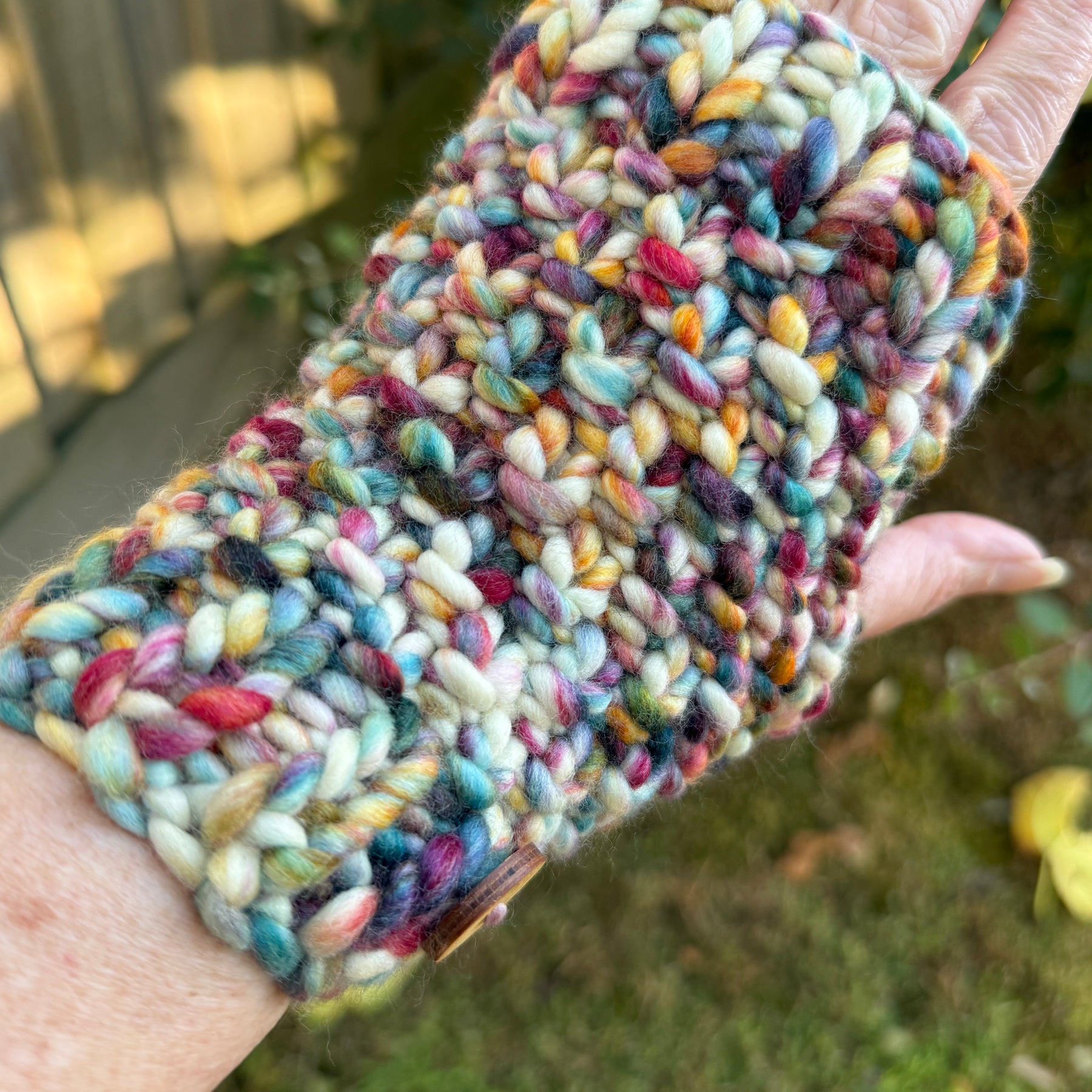 Handwarmers, Knitted Rainbow Fingerless Gloves, Merino Gloves