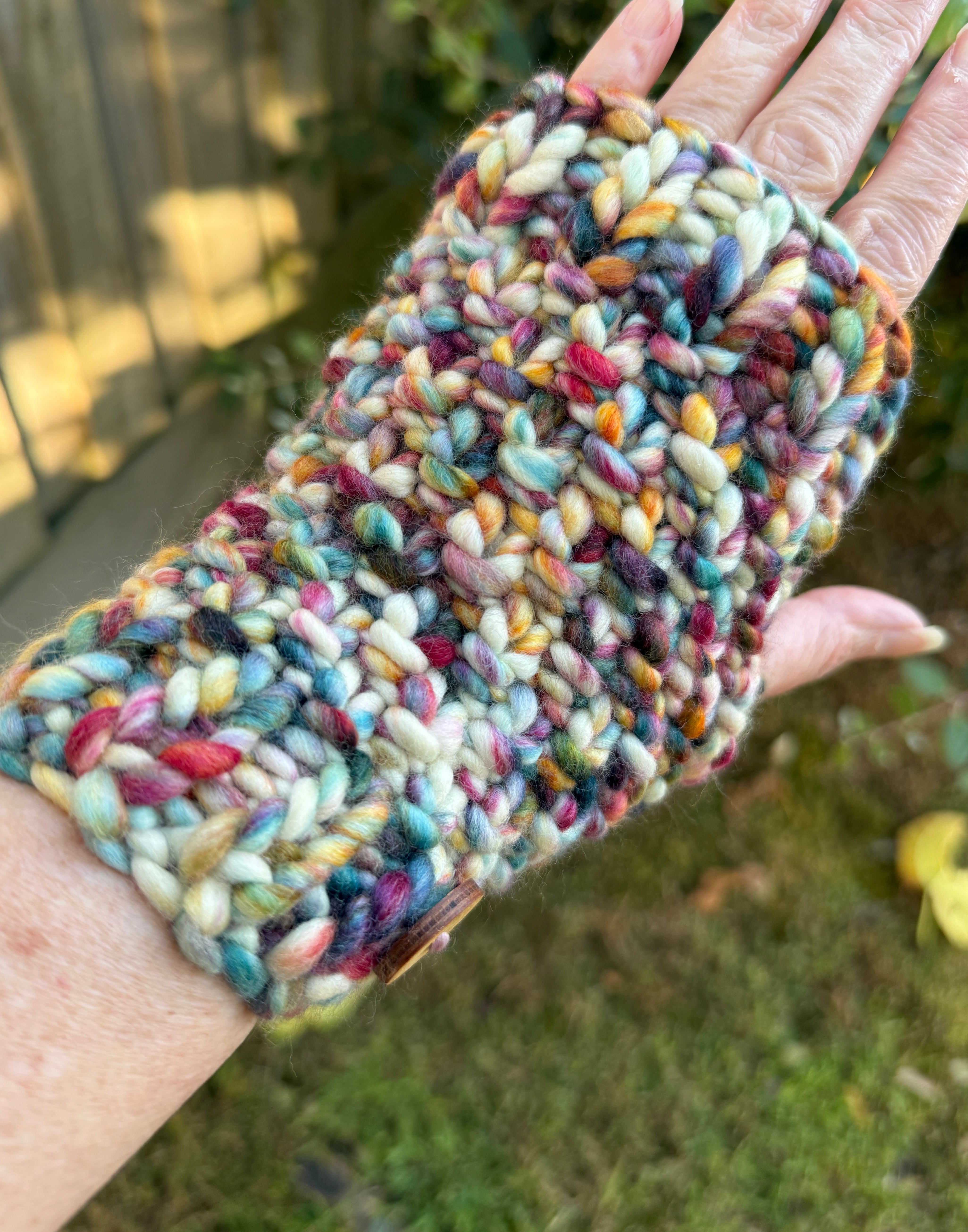 Handwarmers, Knitted Rainbow Fingerless Gloves, Merino Gloves