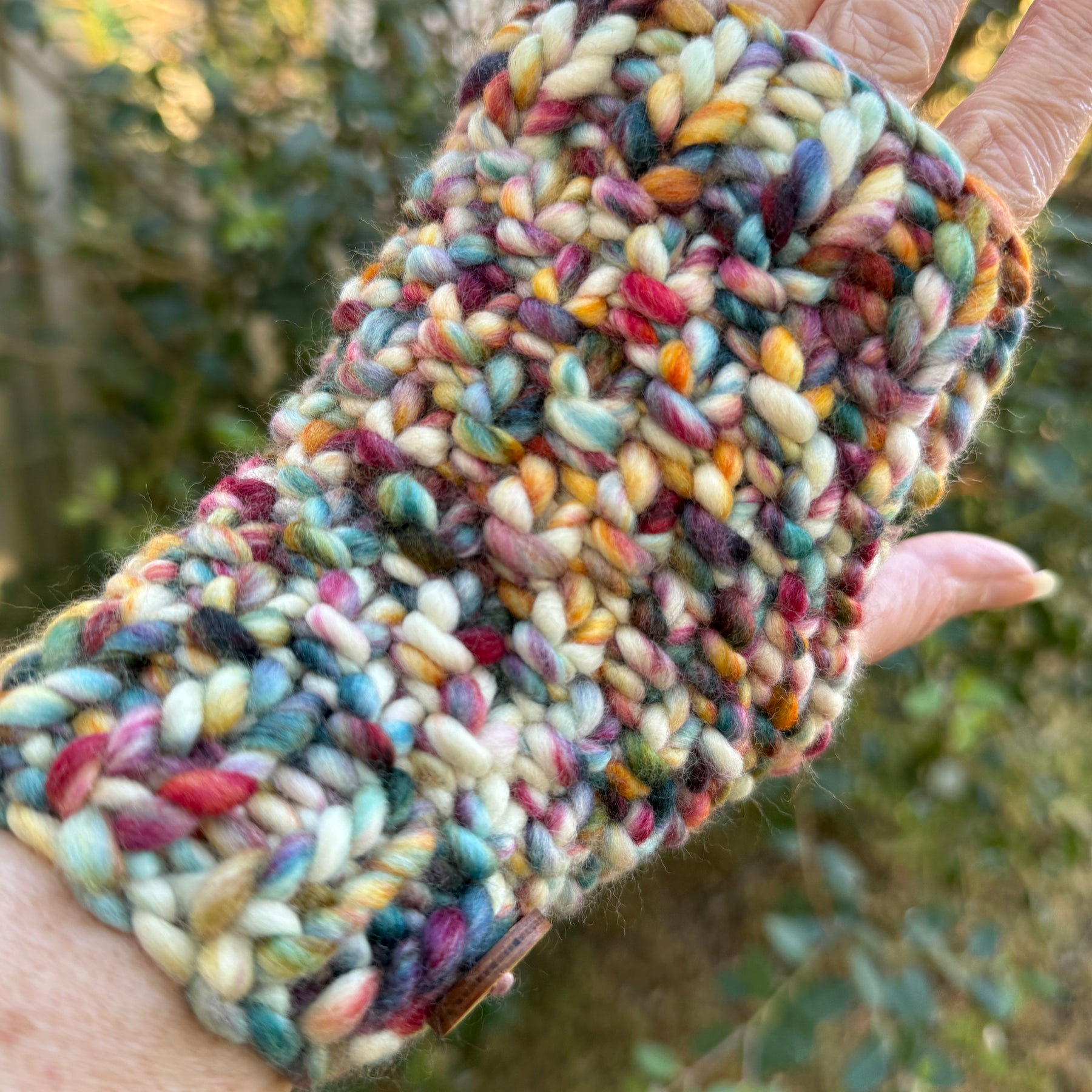 Handwarmers, Knitted Rainbow Fingerless Gloves, Merino Gloves