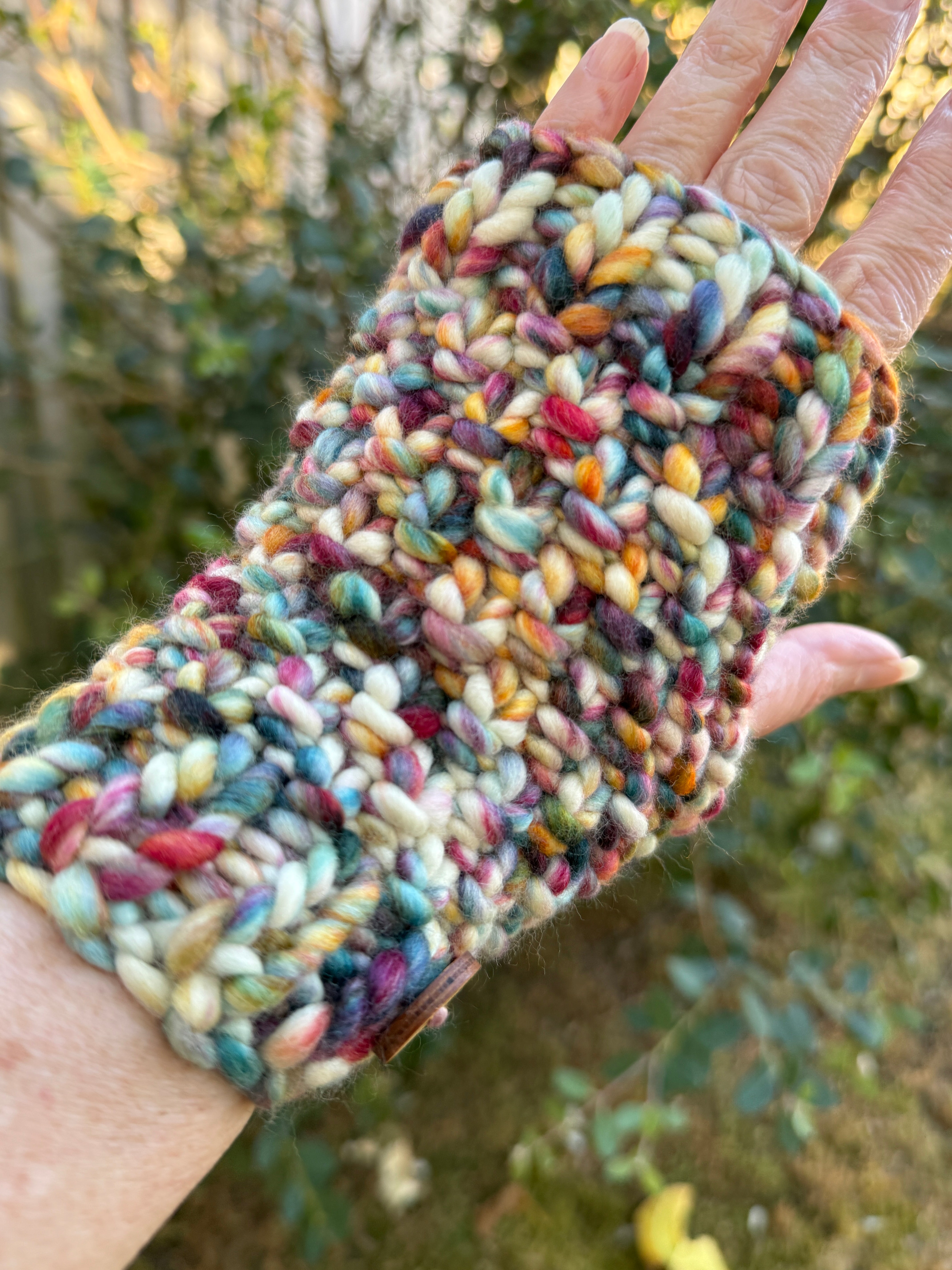 Handwarmers, Knitted Rainbow Fingerless Gloves, Merino Gloves