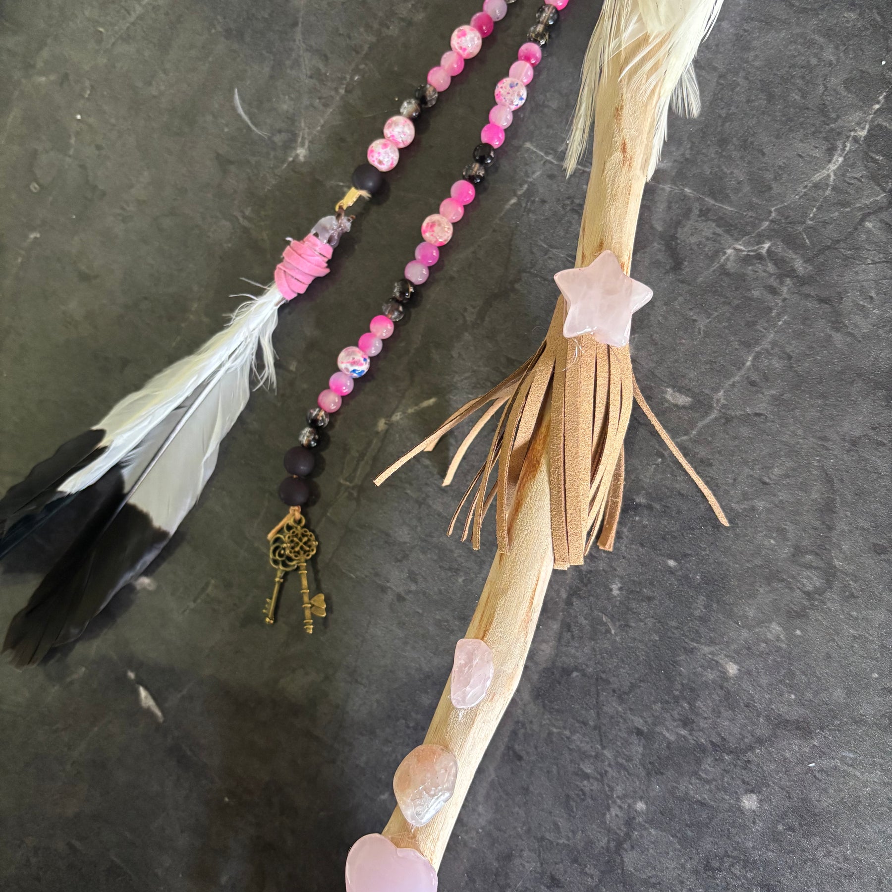 The Pink Rose Quartz Deer Rattle