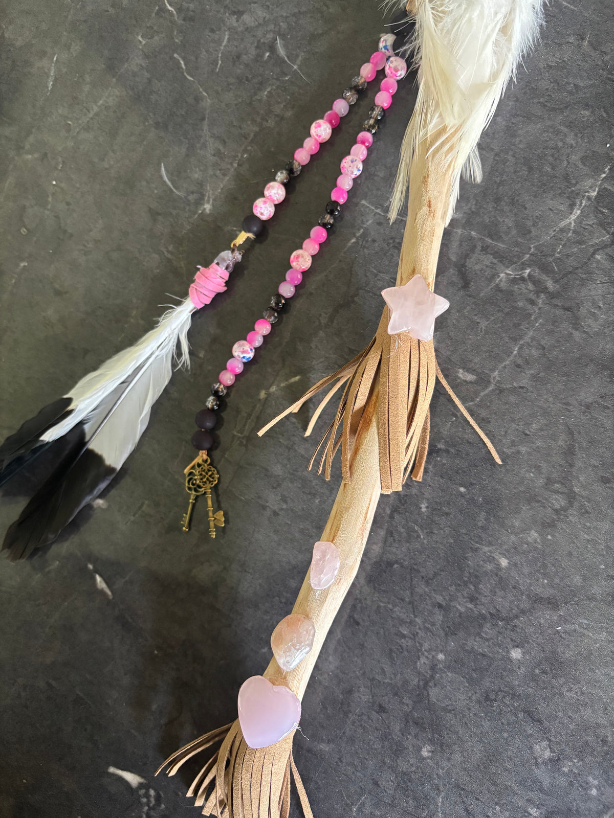 The Pink Rose Quartz Deer Rattle