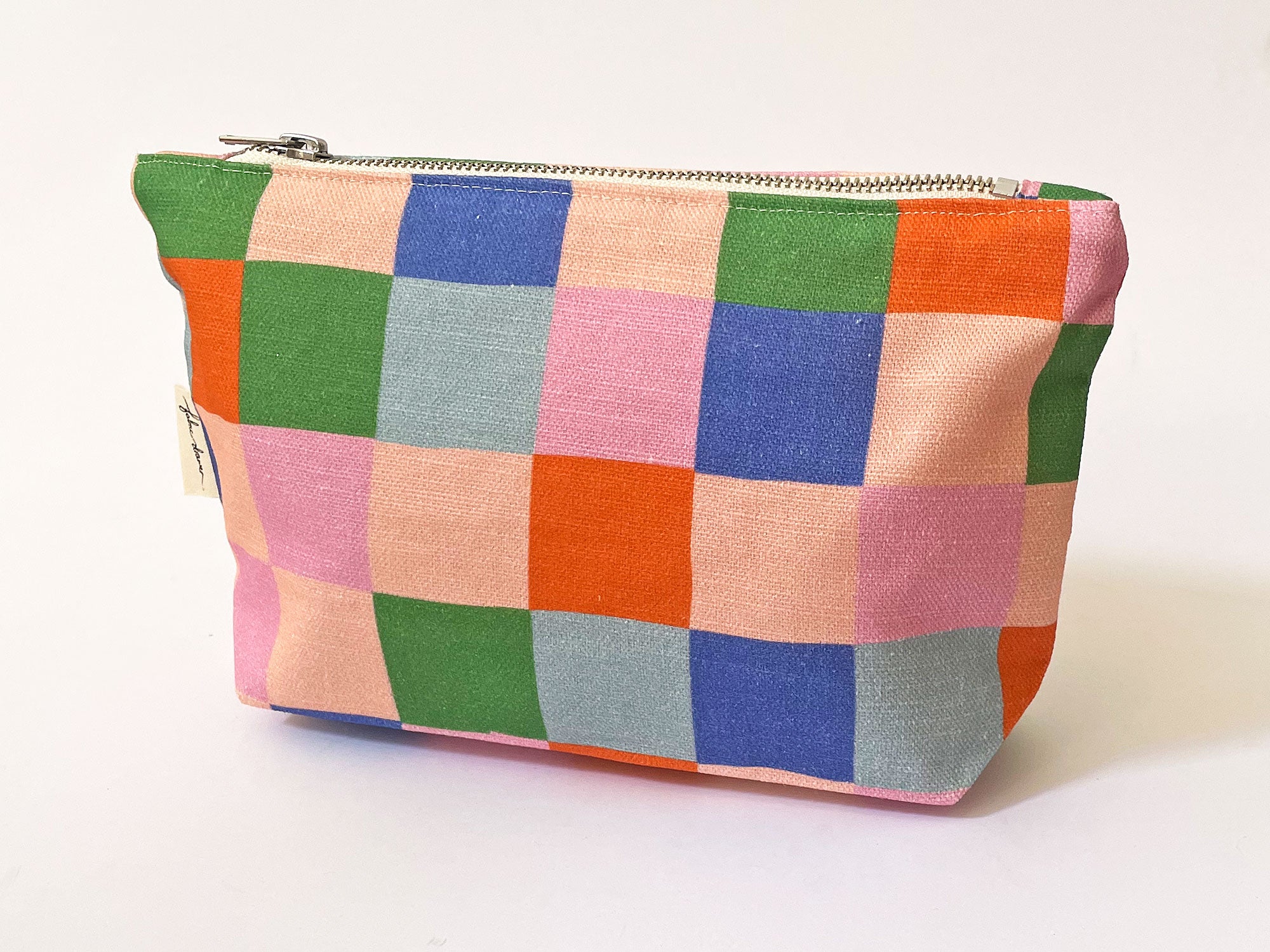 Make-up, Travel, Clutch, Handmade Fabric Zip Purse - Picnic (Pink)