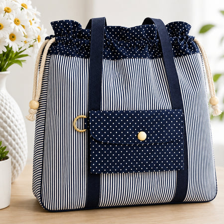 Navy & White Stripe Tote