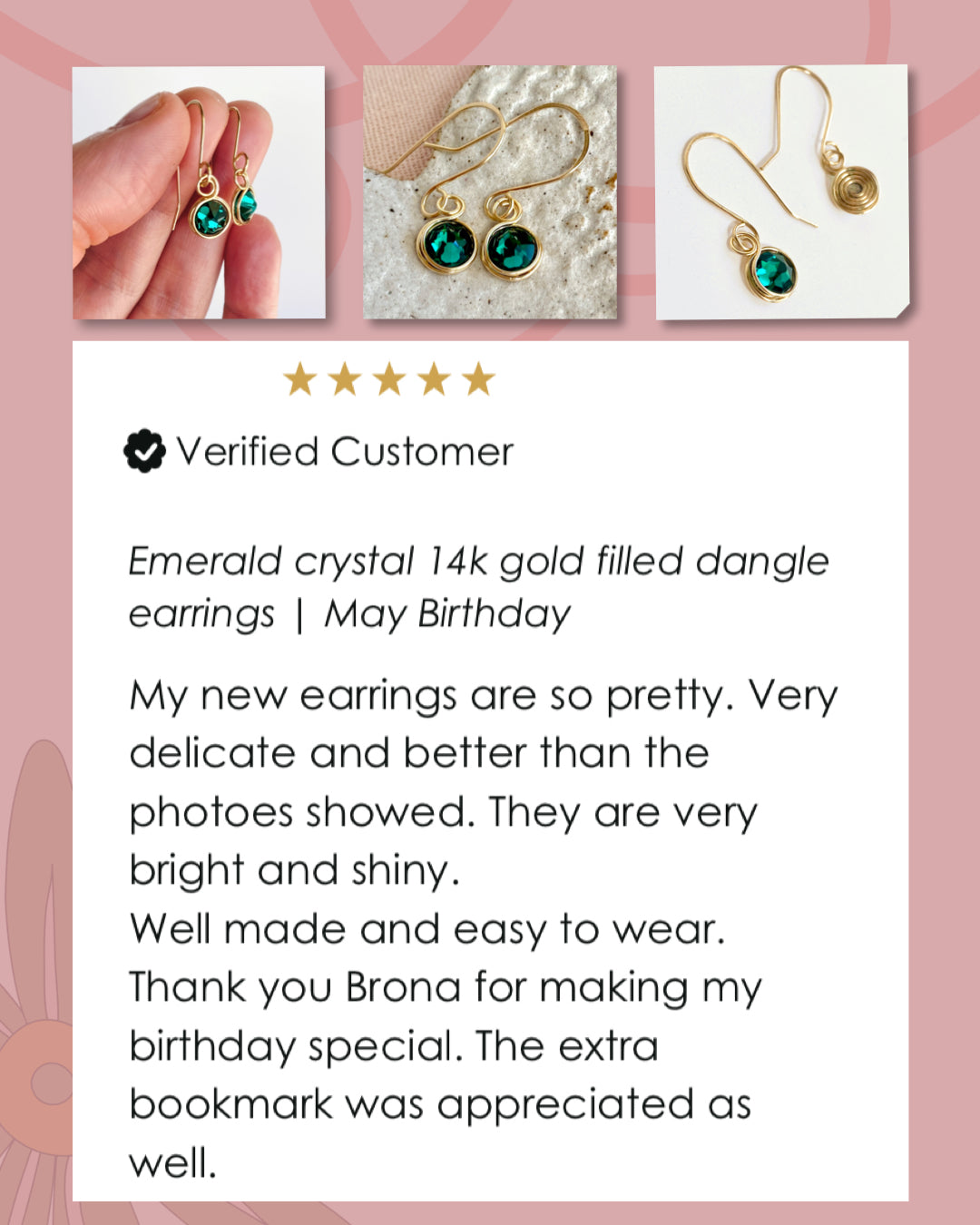 Green crystal dangle earrings | Emerald or Peridot | Sterling silver or 14k gold-filled | Birthstone gift for May or August