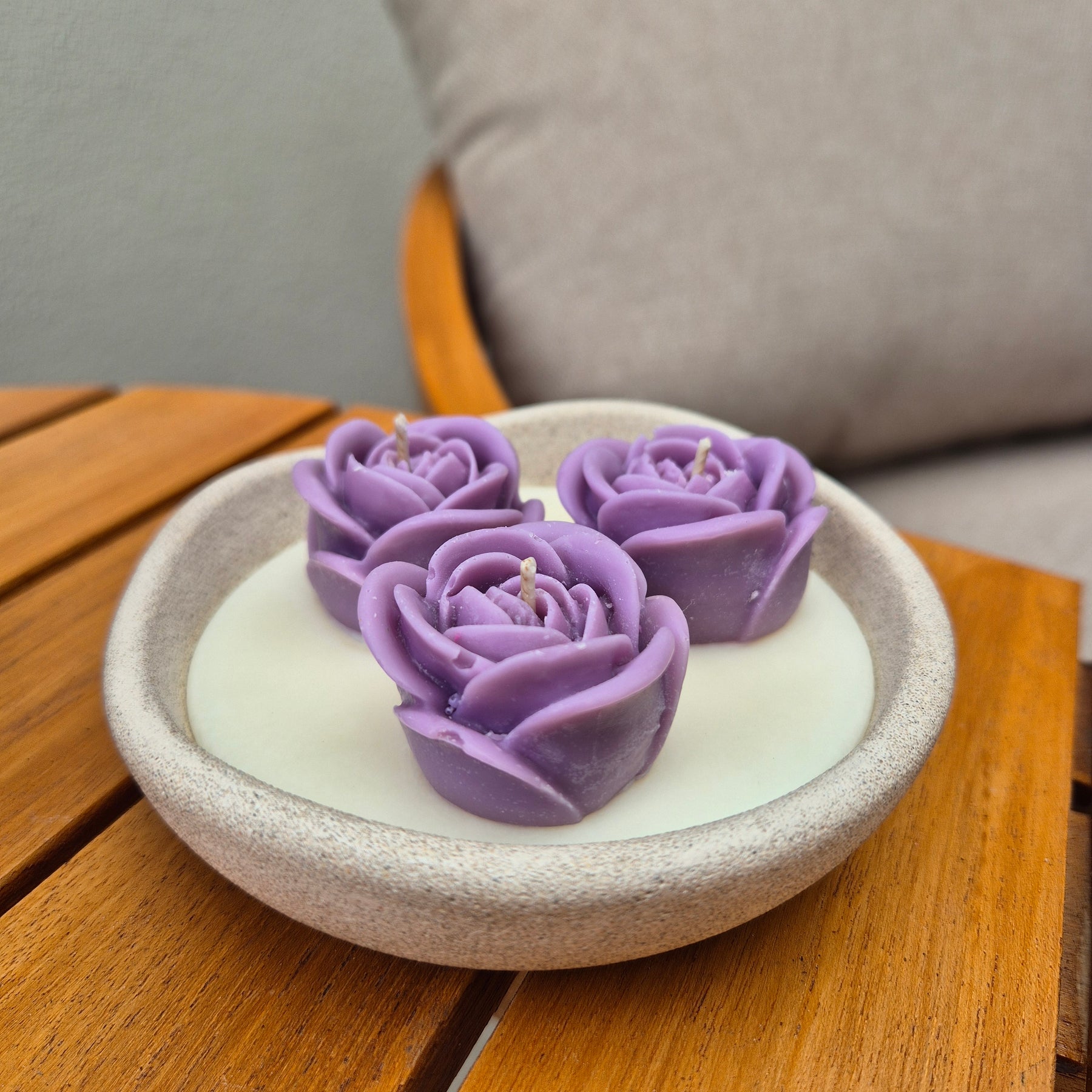 Stone organic shaped bowl candle with coconut lime fragrance