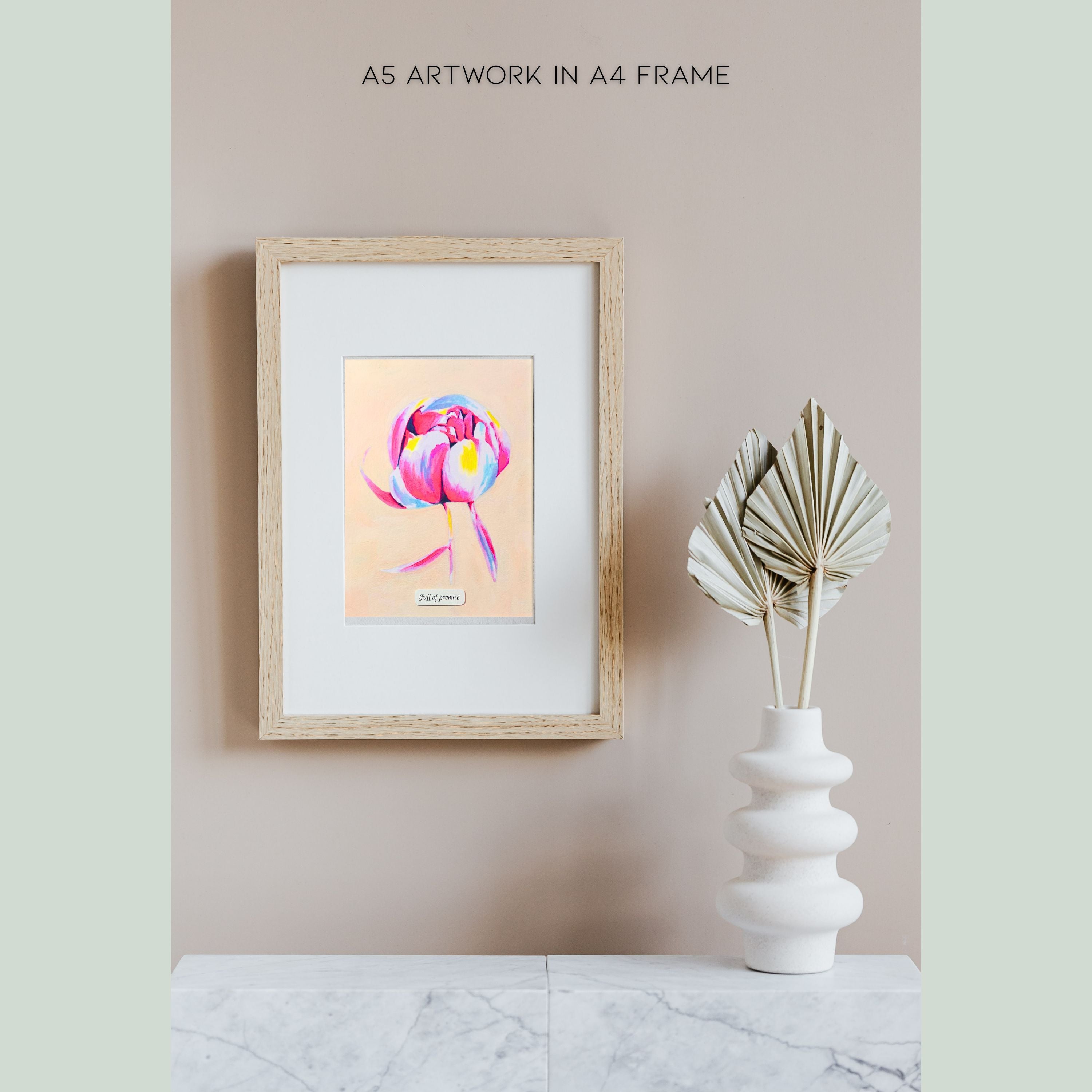 "Blushing Promise" | Archival Botanical Wall Art With Sentiment | Original Floral Watercolour Painting | A5 Print
