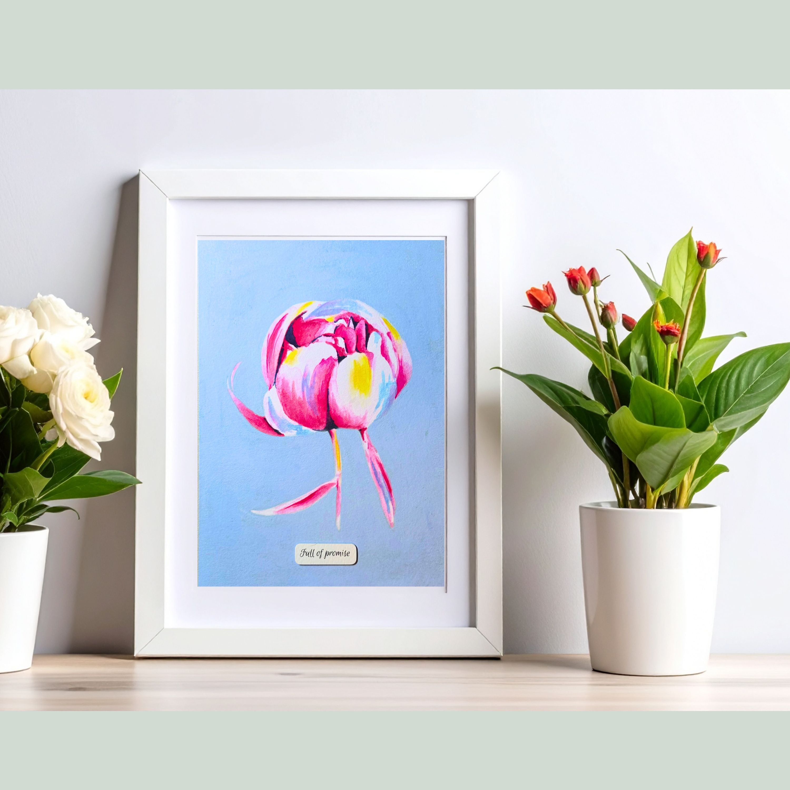 "Blushing Promise" | Archival Botanical Wall Art With Sentiment | Original Floral Watercolour Painting | A5 Print