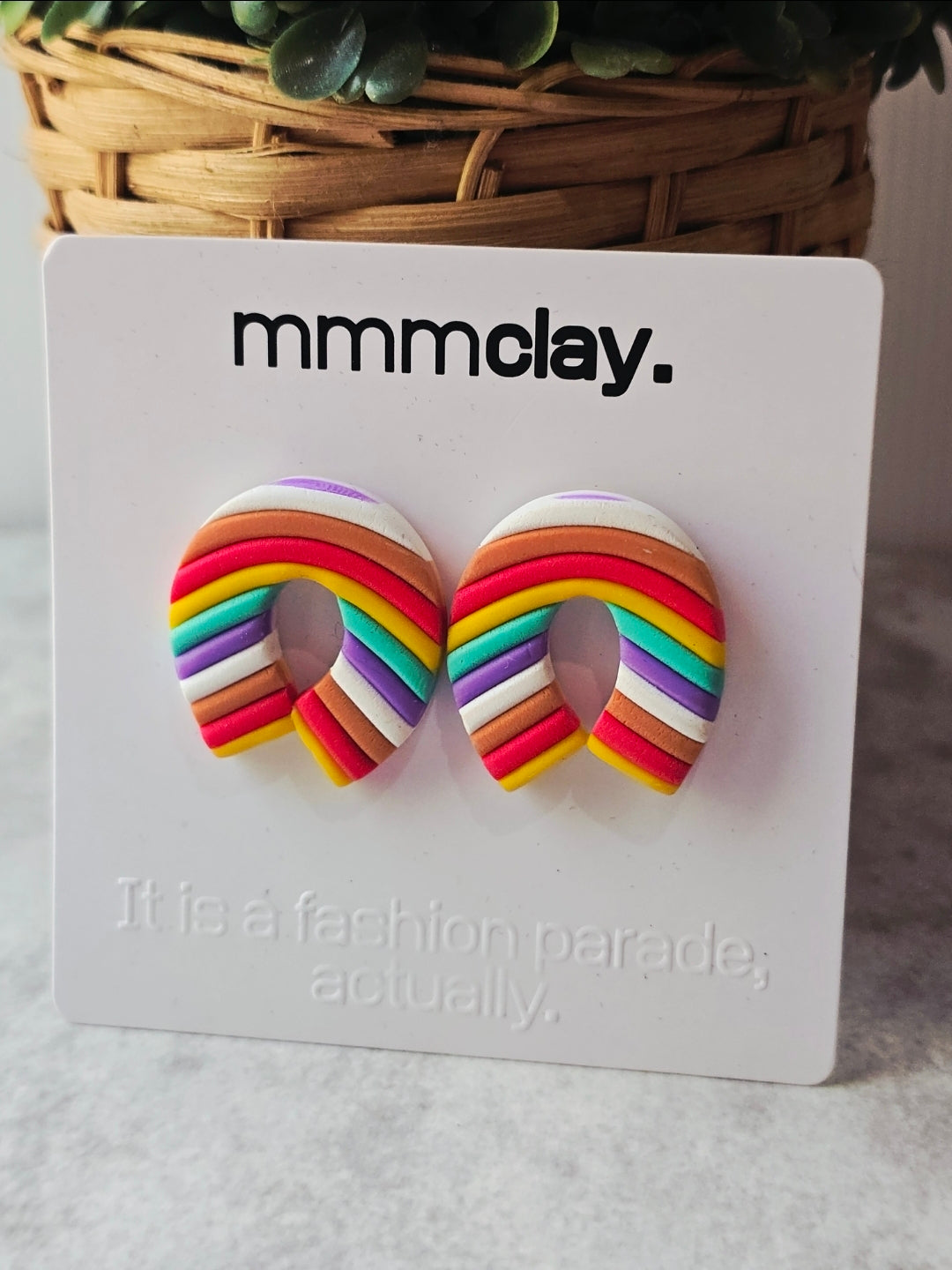 Rainbow Arch Polymer Clay Stud Earrings