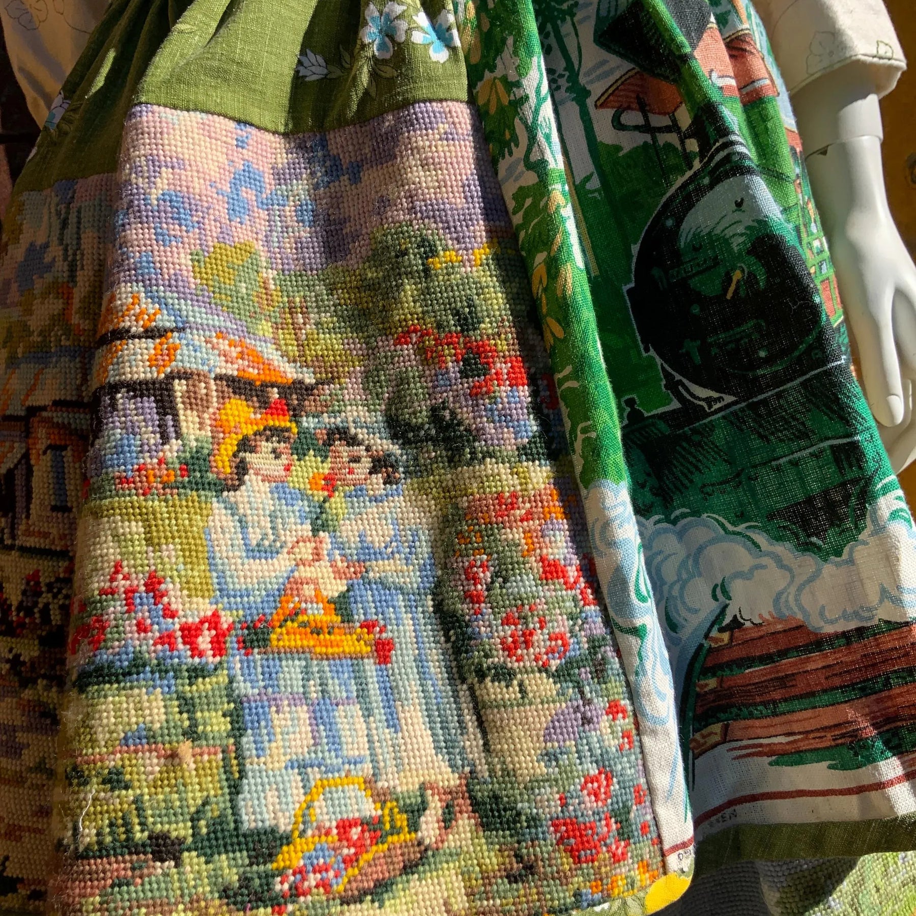 Wool Tapestry and Linen Skirt "Guardians of the Land"