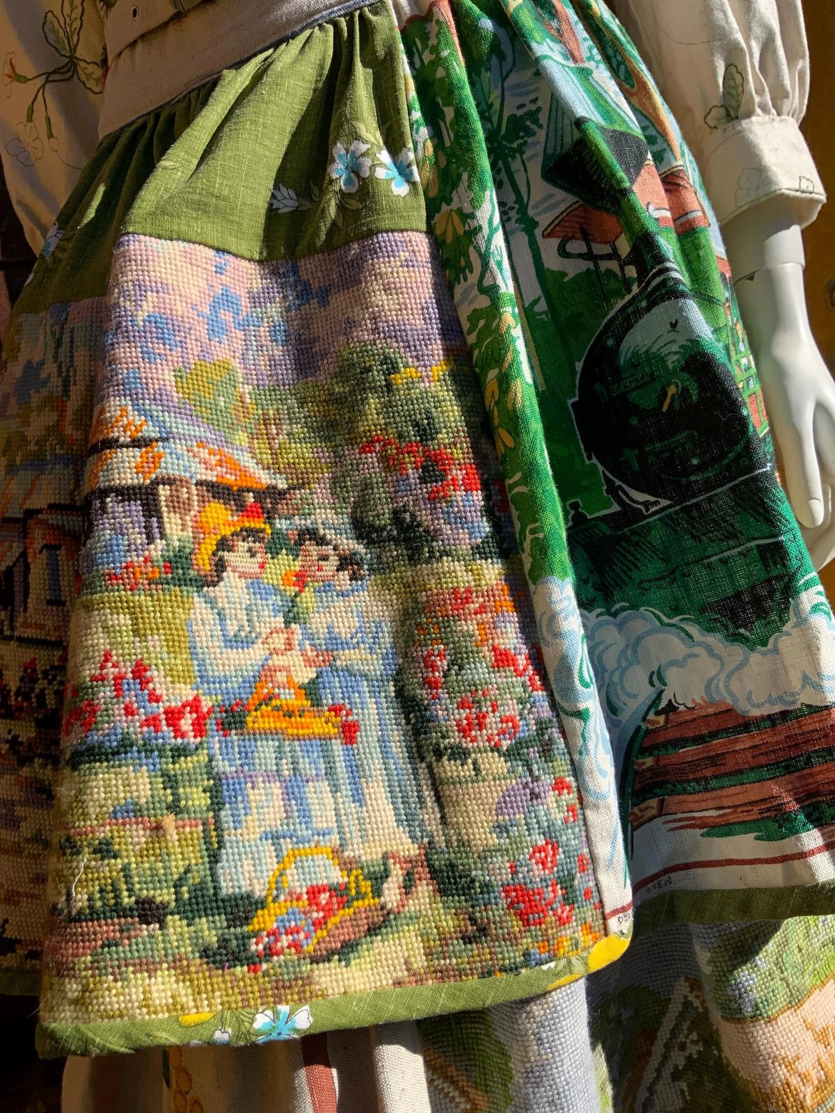 Wool Tapestry and Linen Skirt "Guardians of the Land"