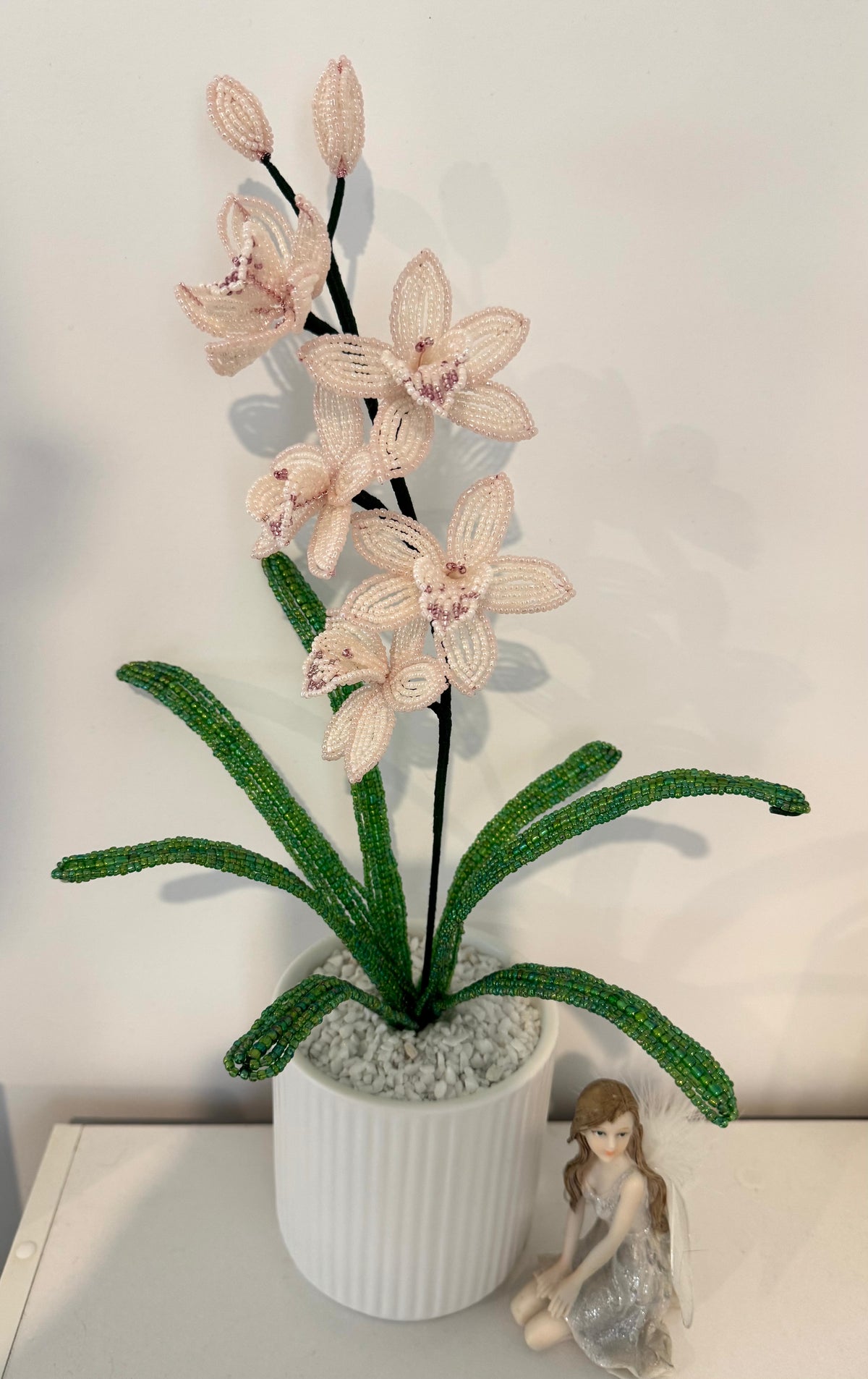 French-beaded miniature Cymbidium Orchid