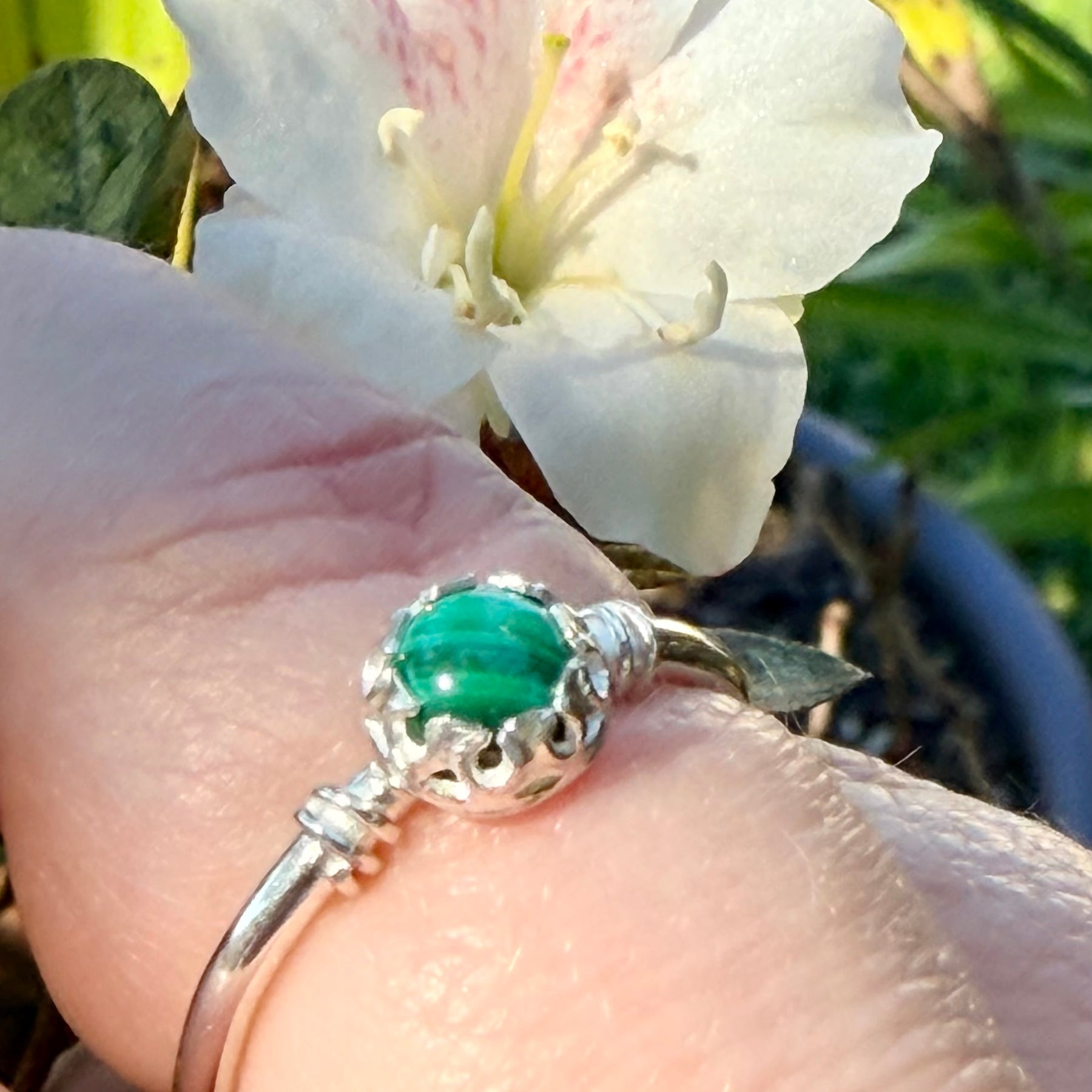 Crown of Malachite Sterling Silver Ring
