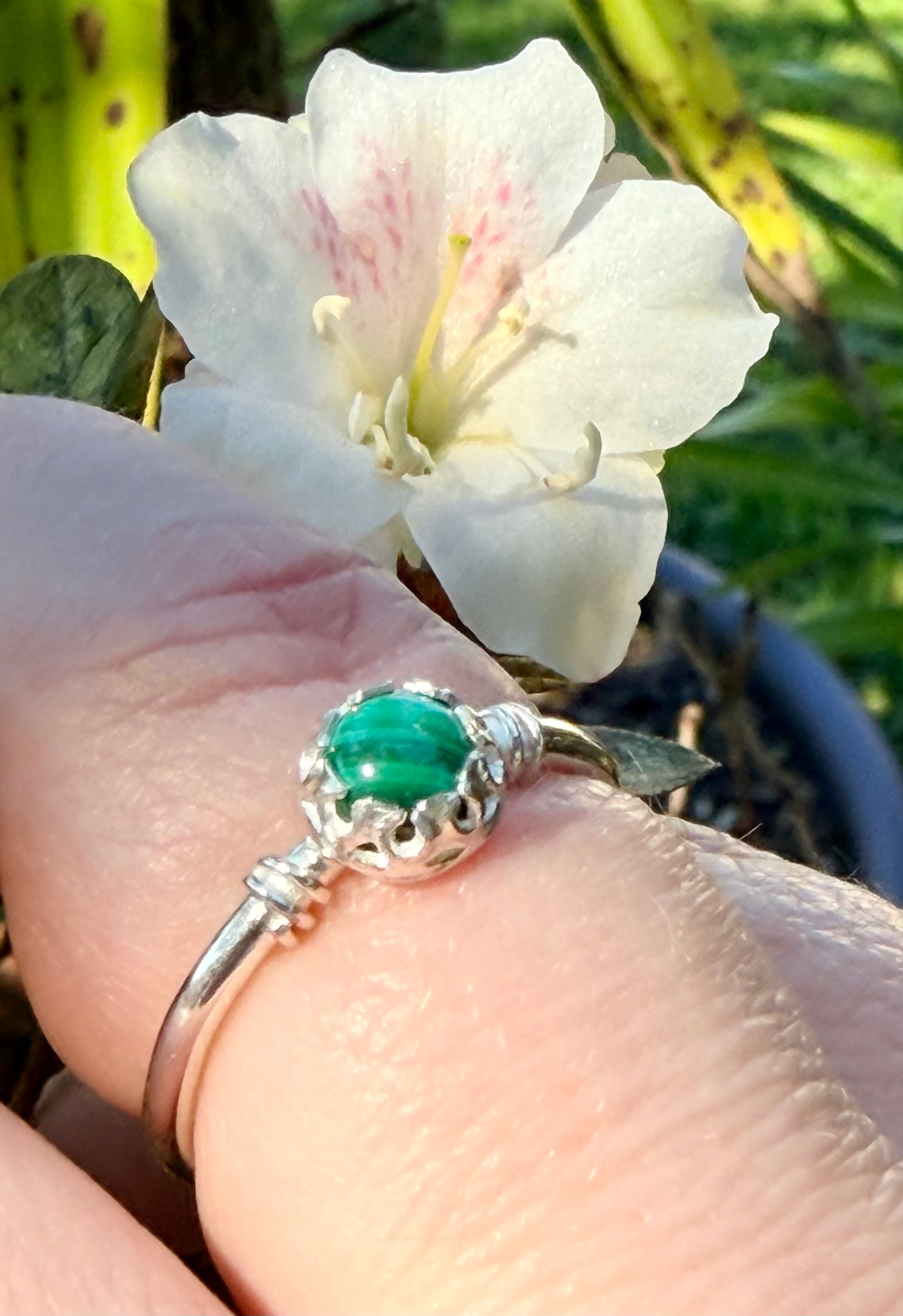 Crown of Malachite Sterling Silver Ring
