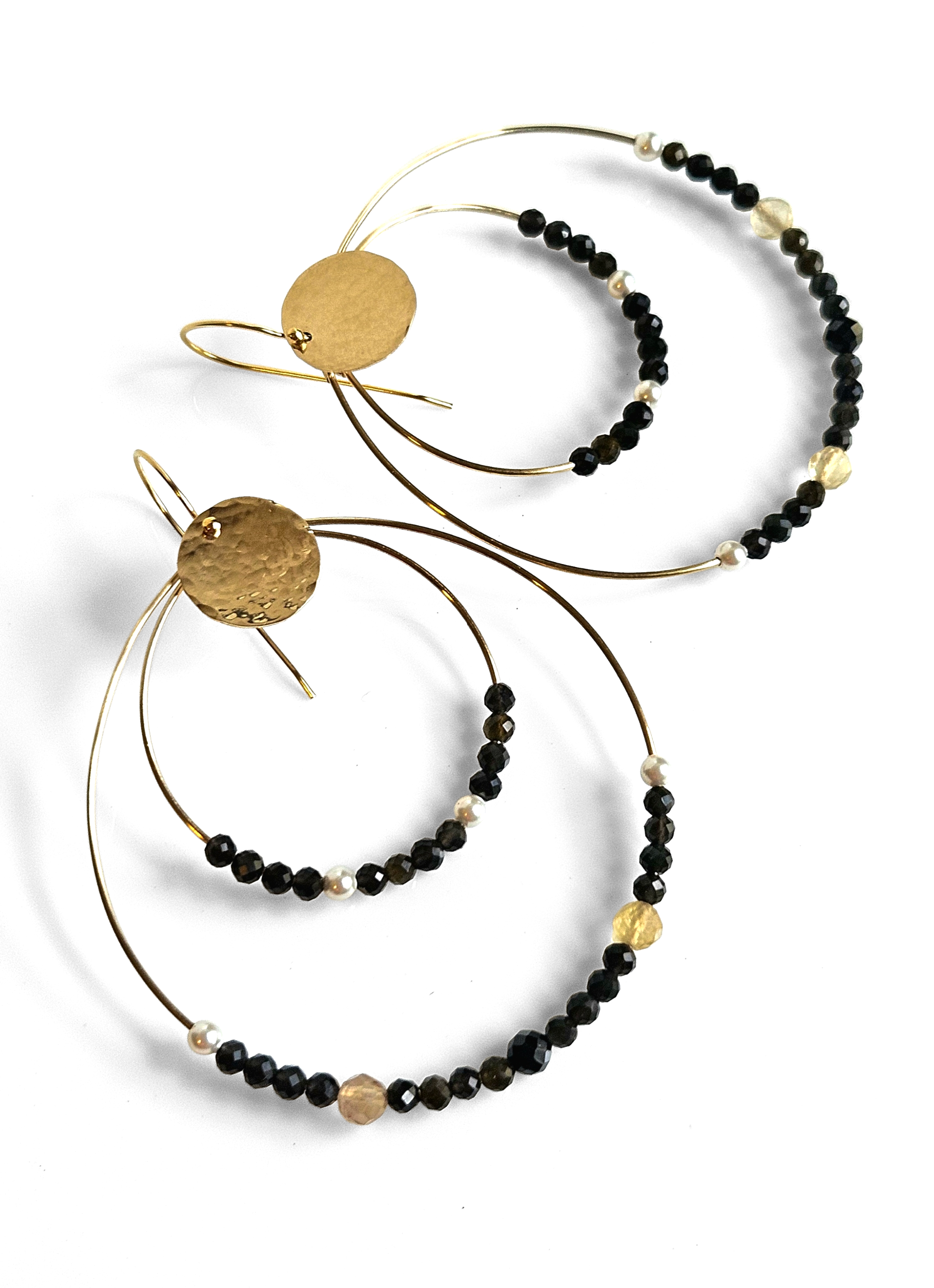 Sol Gold Beaded Hoops - Handmade Gold Wire Hoops