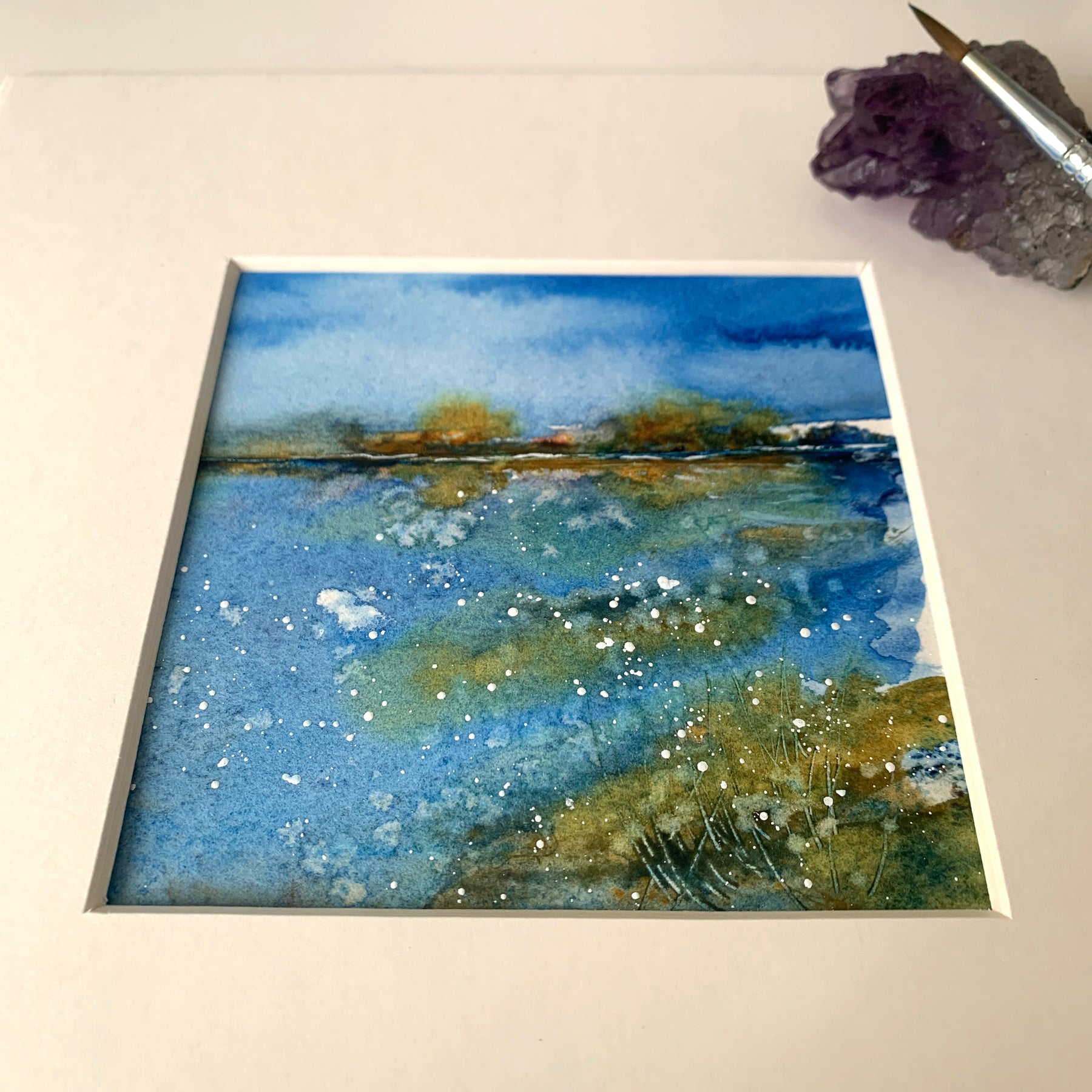 Original Hand-painted Abstract Watercolour Coastal Landscape
