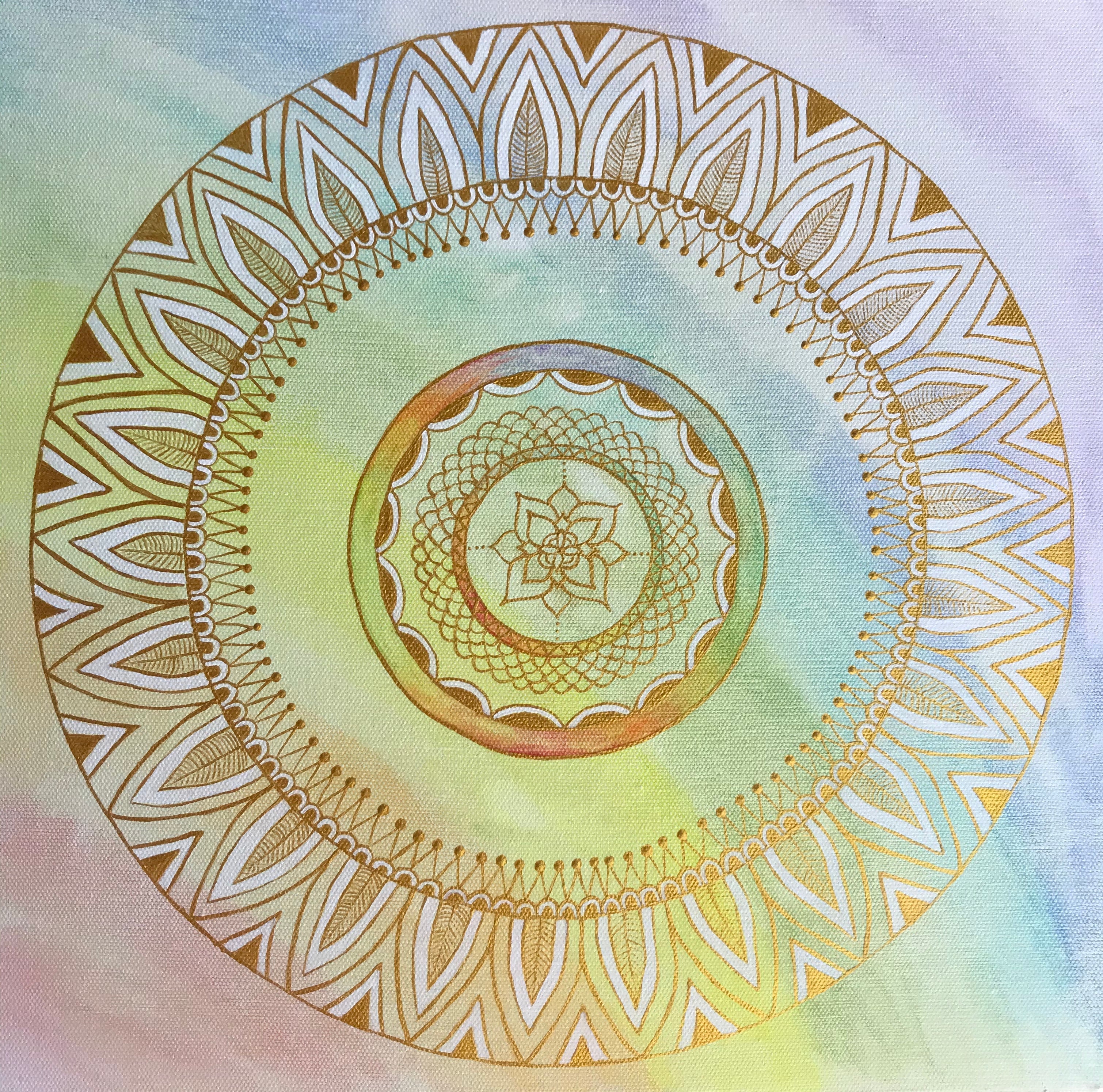 Painting - "Rainbow Light Waves" (Acrylic on Canvas) Original