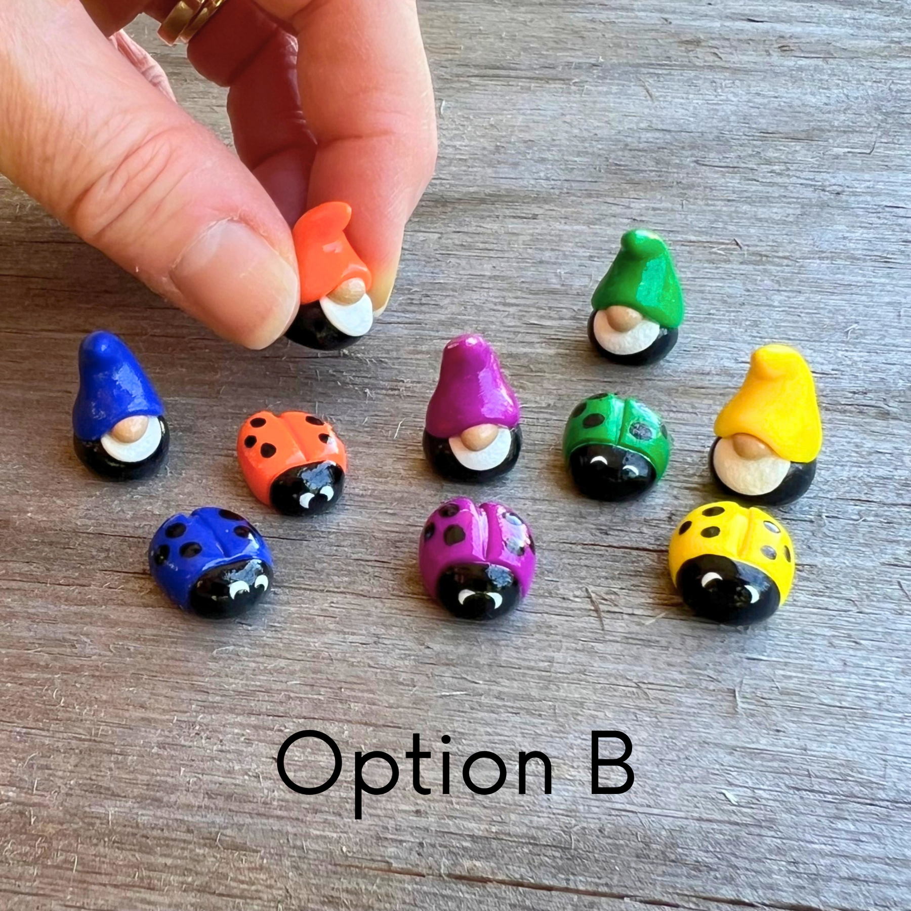 Mini Polymer Clay Gnome & Ladybug Sets