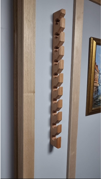 Tasmanian Oak Wall-Mounted 10-Slot Cap Holder