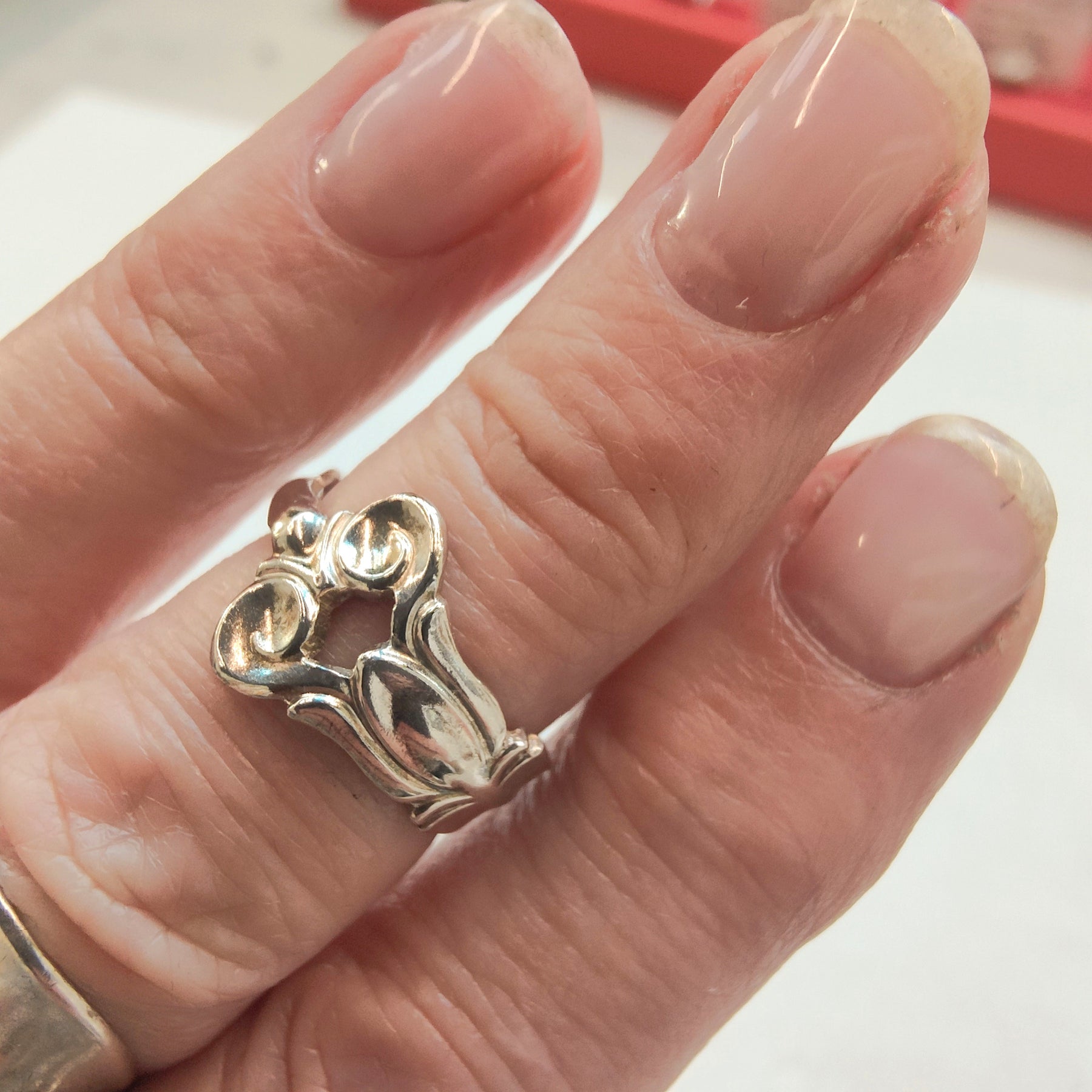 COHR Monica Pattern Sterling Silver Spoon Ring