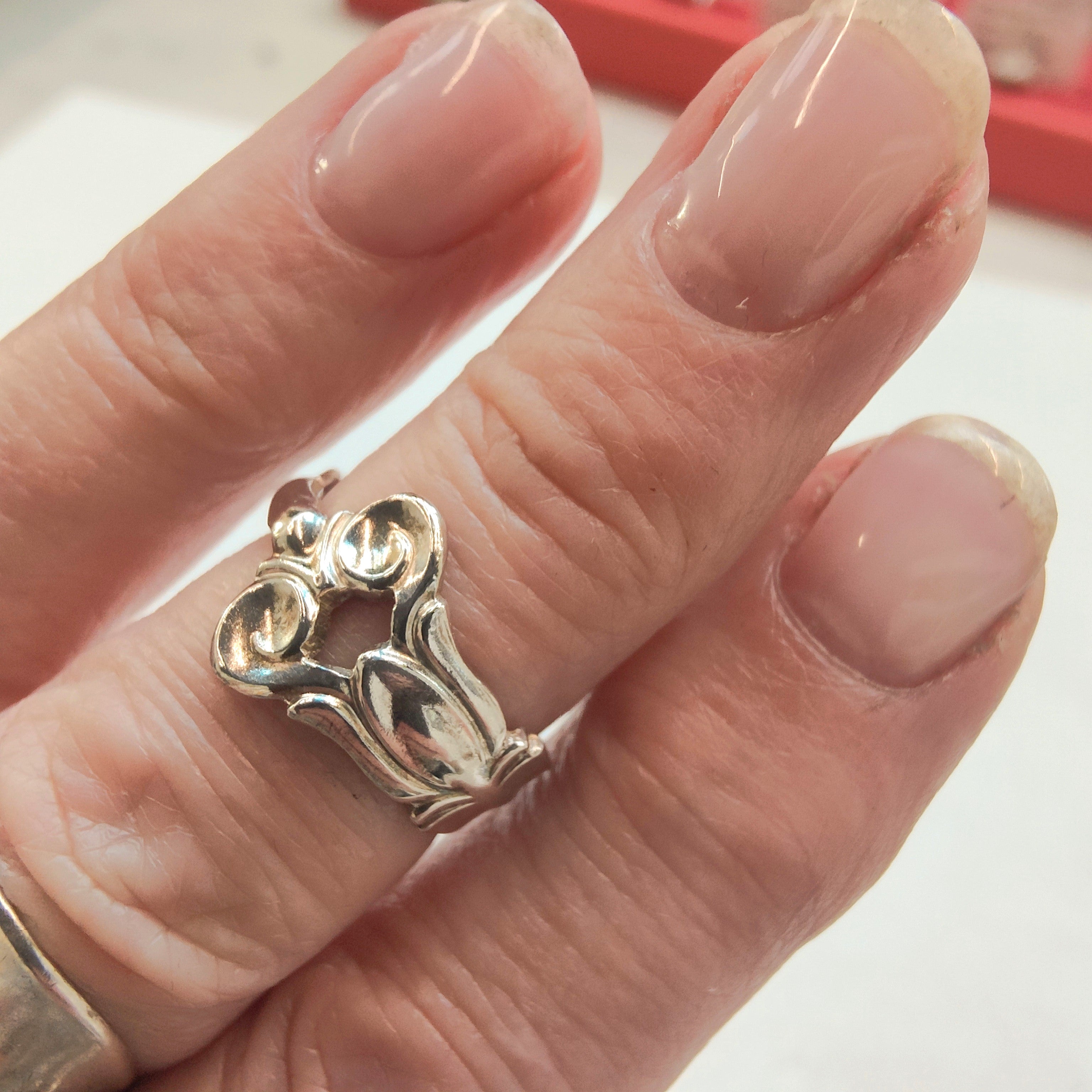 COHR Monica Pattern Sterling Silver Spoon Ring