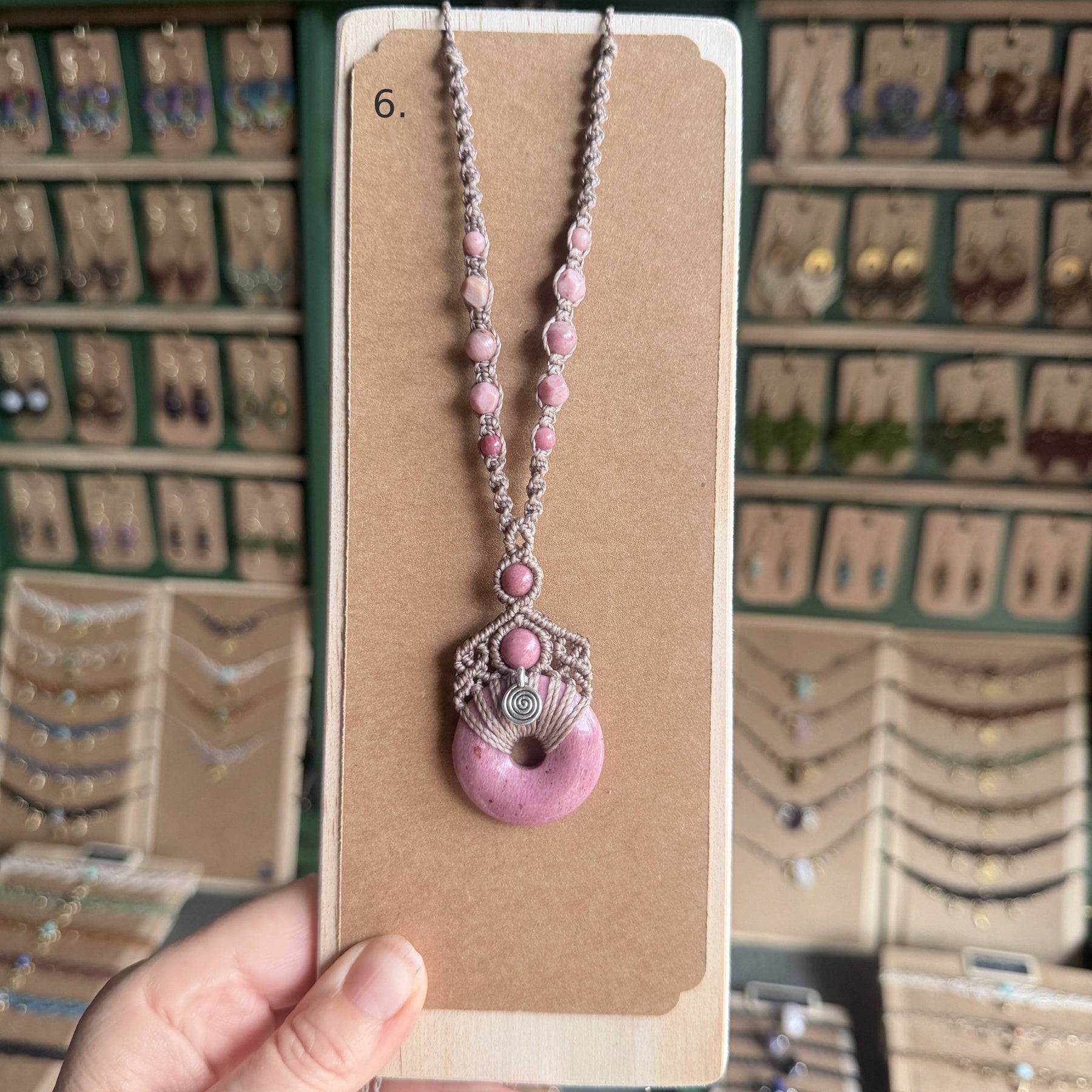 Macrame Pi-stone/Donut Necklace Pendant