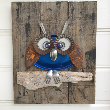 Freddy Upcycled Owl 3D Wall Art