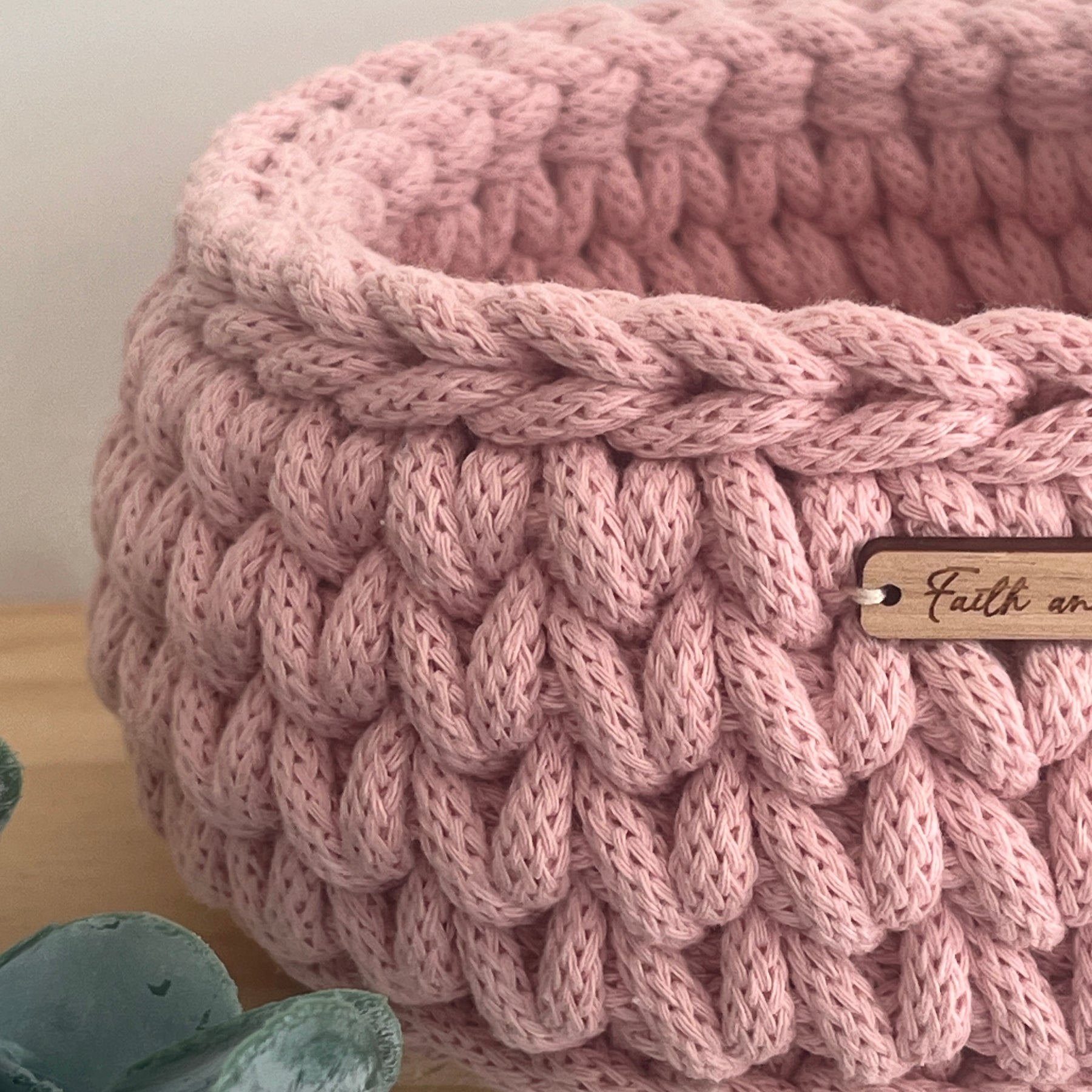 Small Crochet Basket - in Pastel Pink