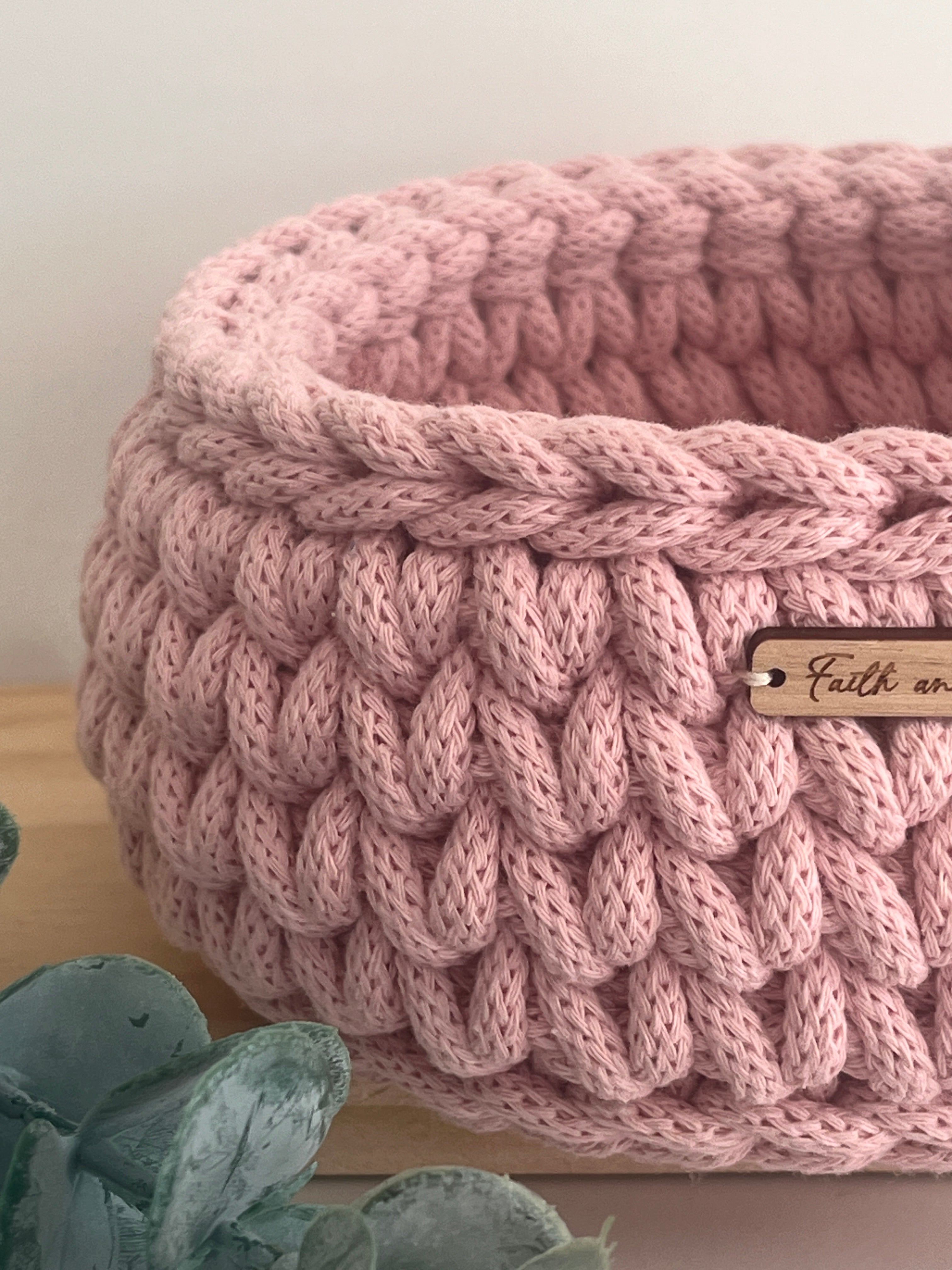 Small Crochet Basket - in Pastel Pink