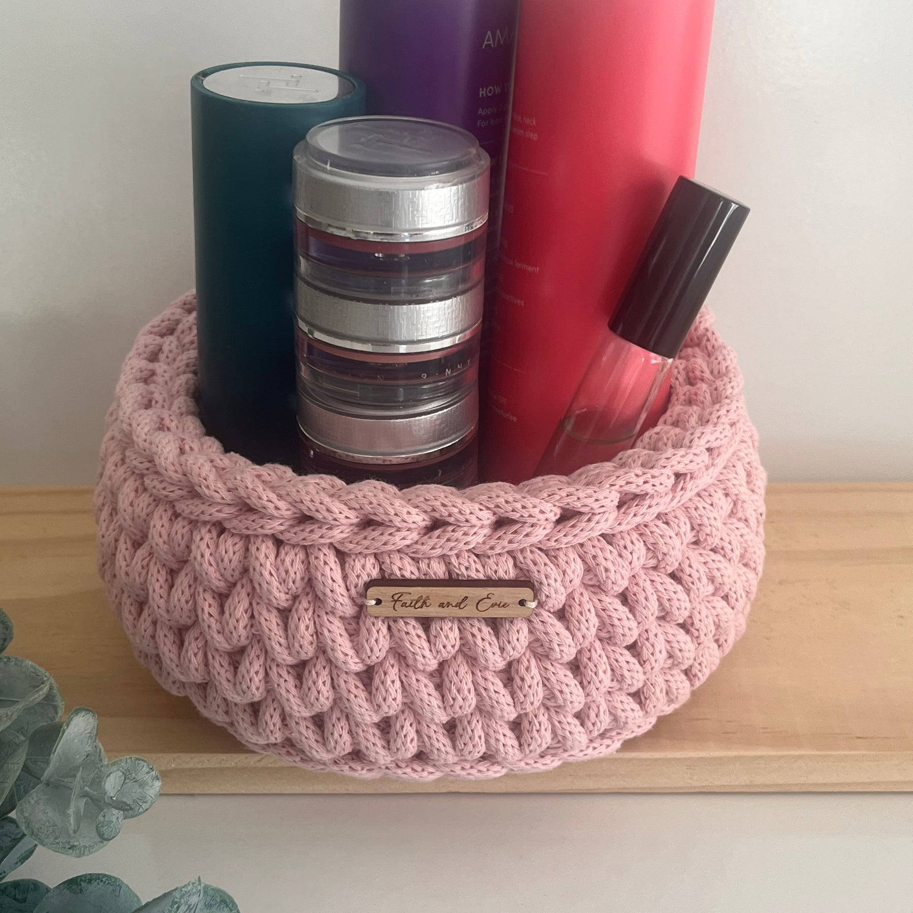 Small Crochet Basket - in Pastel Pink