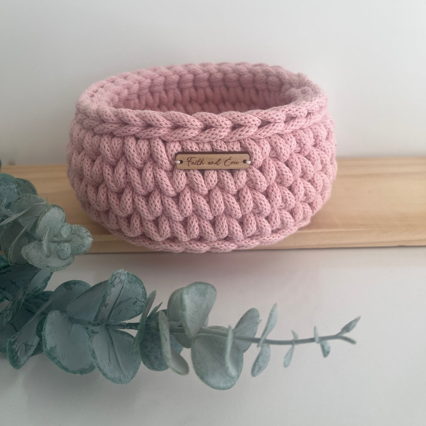 Small Crochet Basket - in Pastel Pink