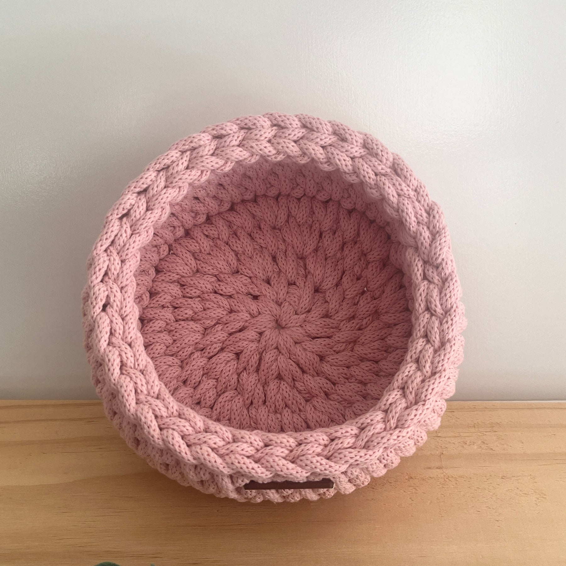 Small Crochet Basket - in Pastel Pink