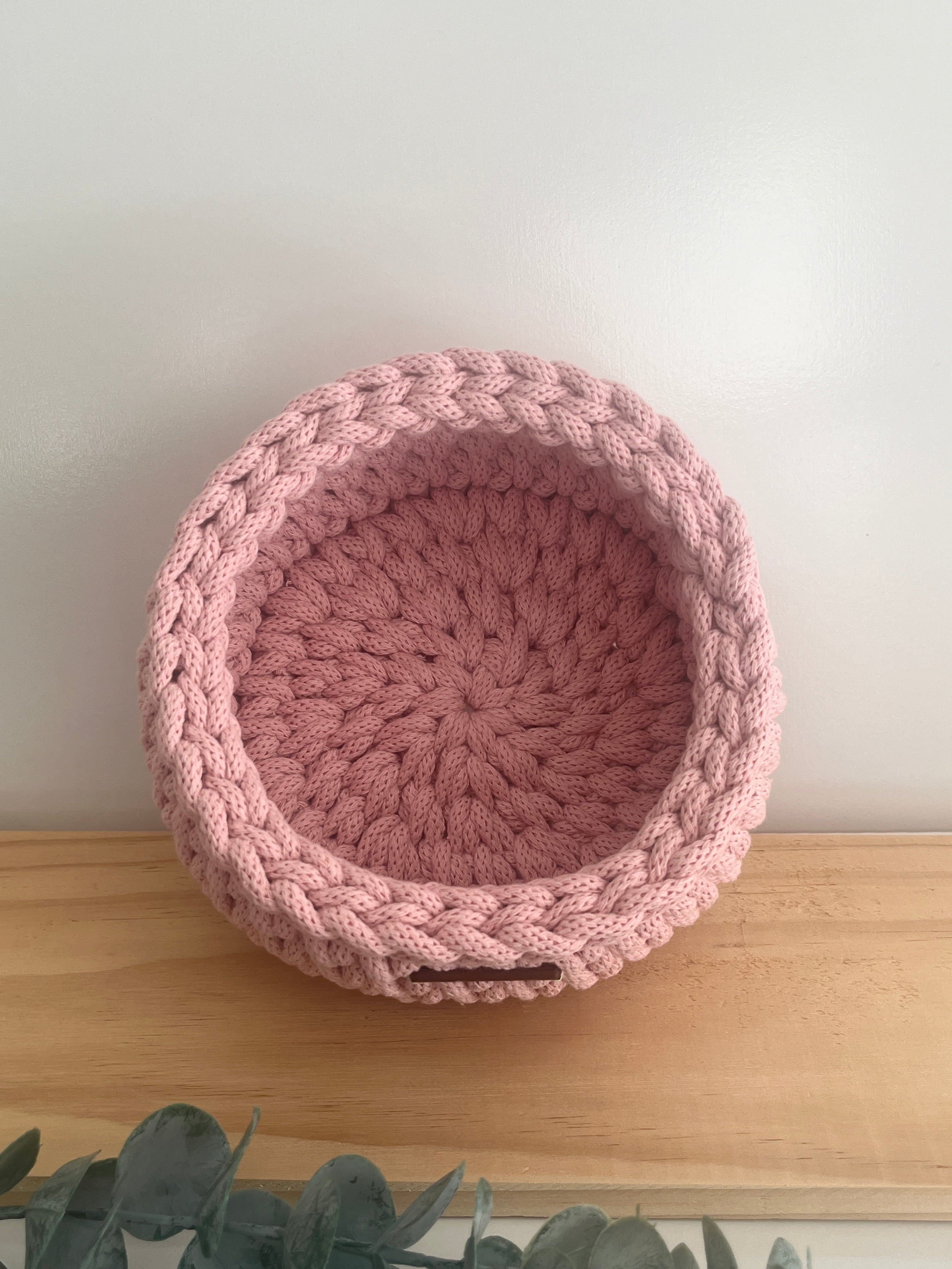 Small Crochet Basket - in Pastel Pink