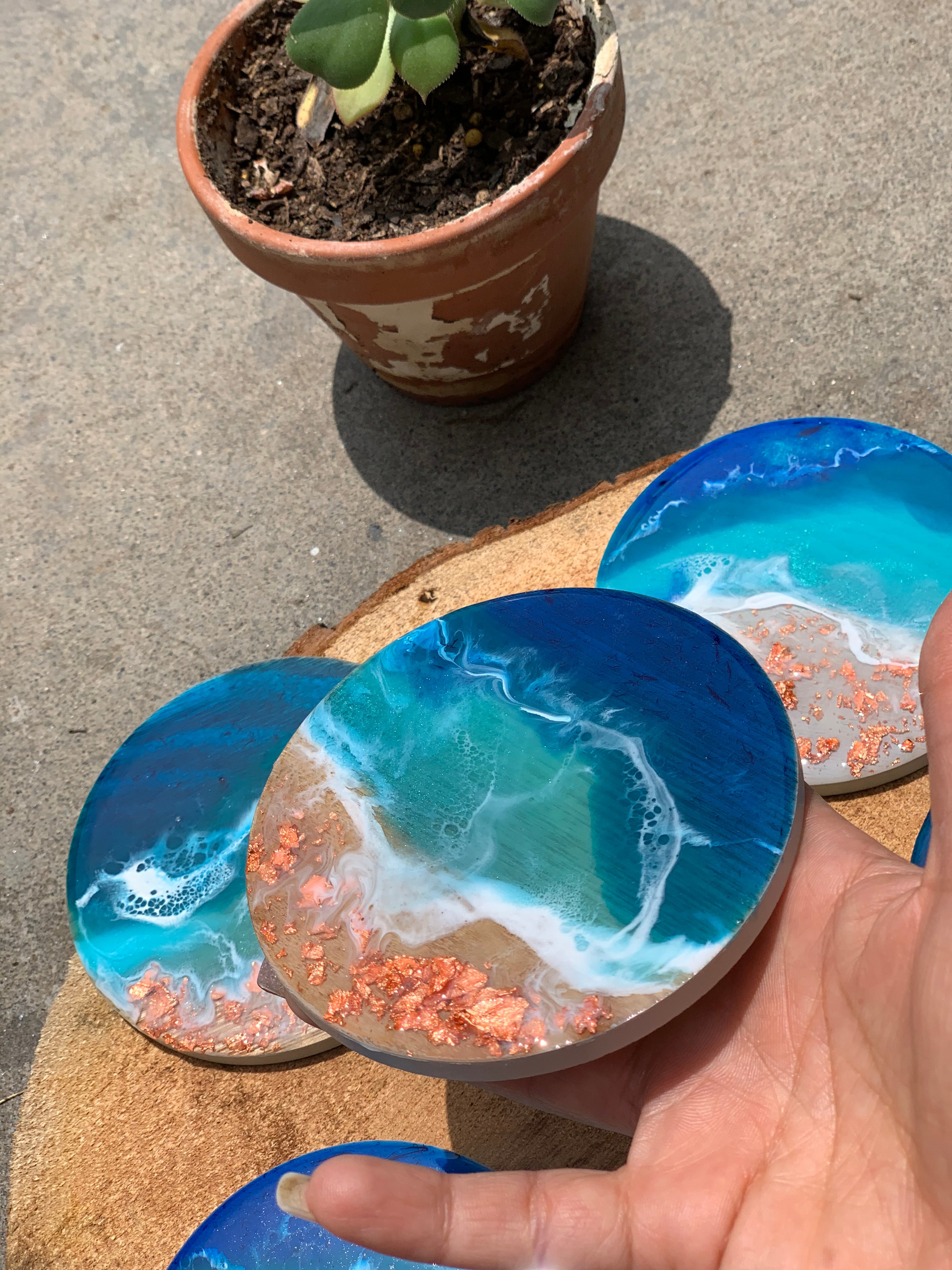 Coasters | coastal love | beach beauty | resin coasters | oceans | gift for her | gift ideas