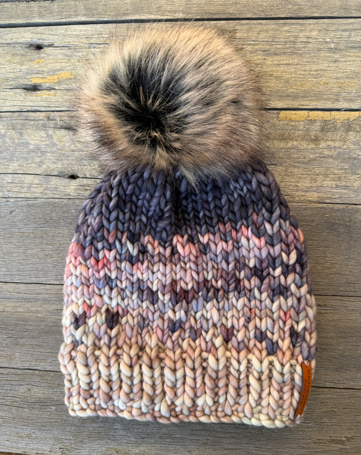 Hand Knitted Merino Beanie, Luxurious PomPom Cable Beanie