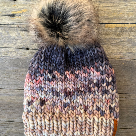 Hand Knitted Merino Beanie, Luxurious PomPom Cable Beanie
