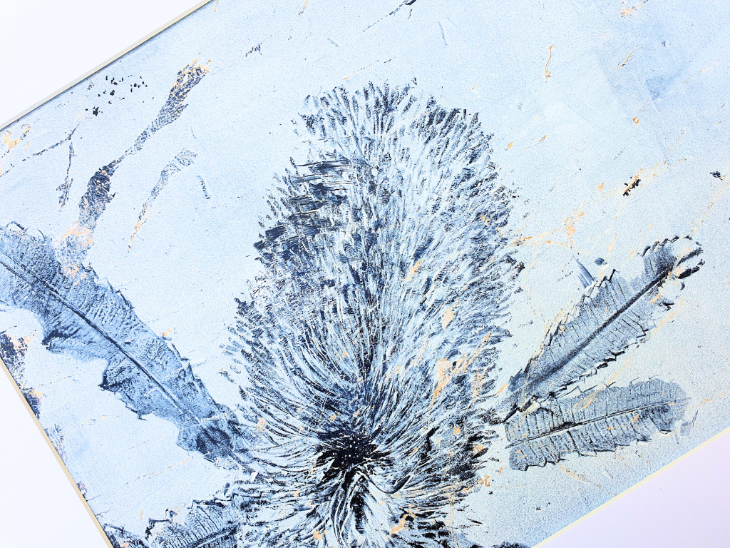 Banksia White and Blue, 3 | Acrylic monoprint on paper | Original artwork | A4