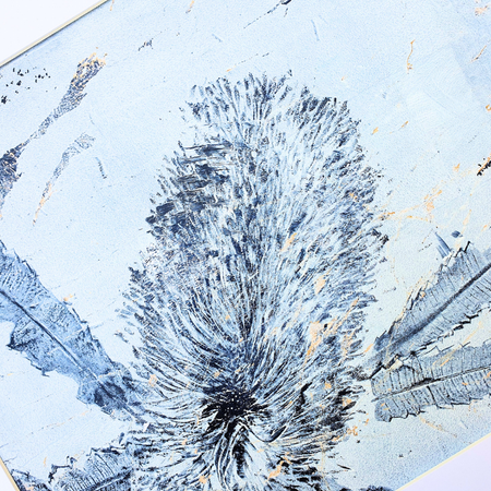 Banksia White and Blue, 3 | Acrylic monoprint on paper | Original artwork | A4