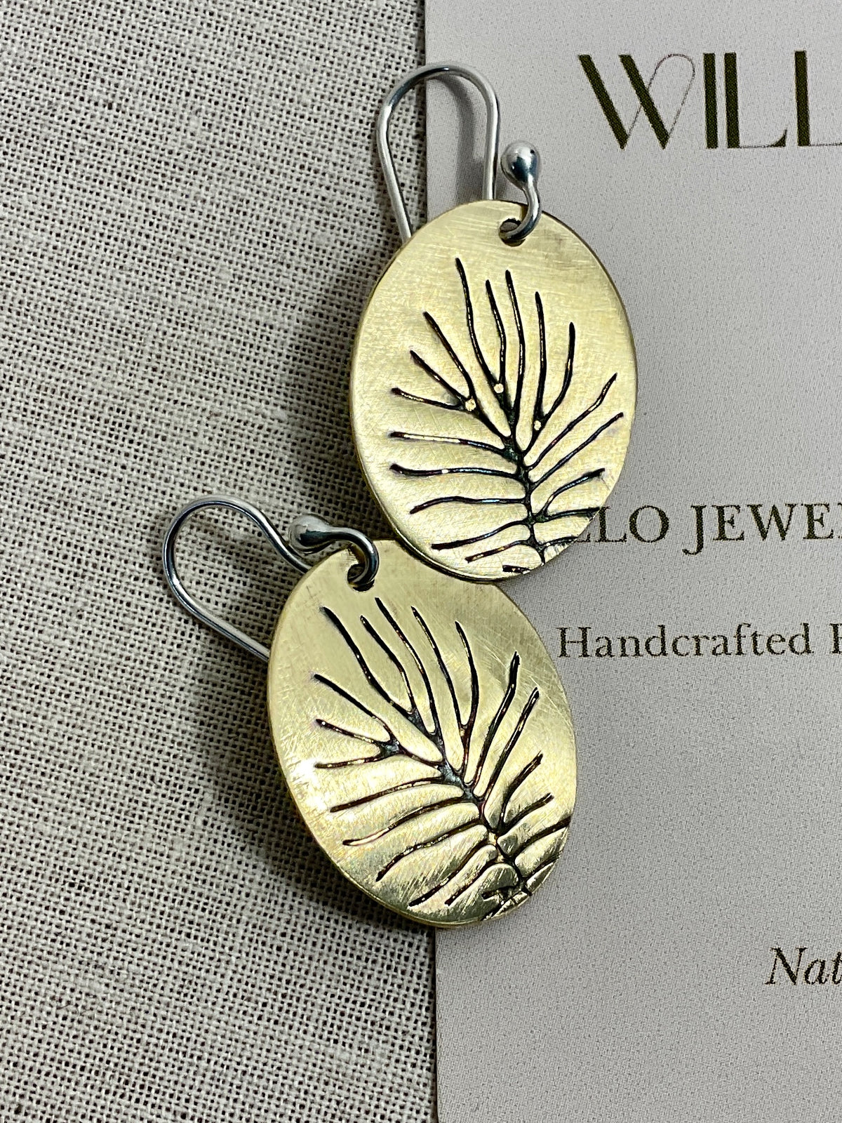 Brass embossed earrings. Handmade