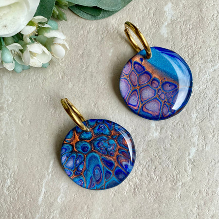 Copper Teal Huggie Hoop Earrings