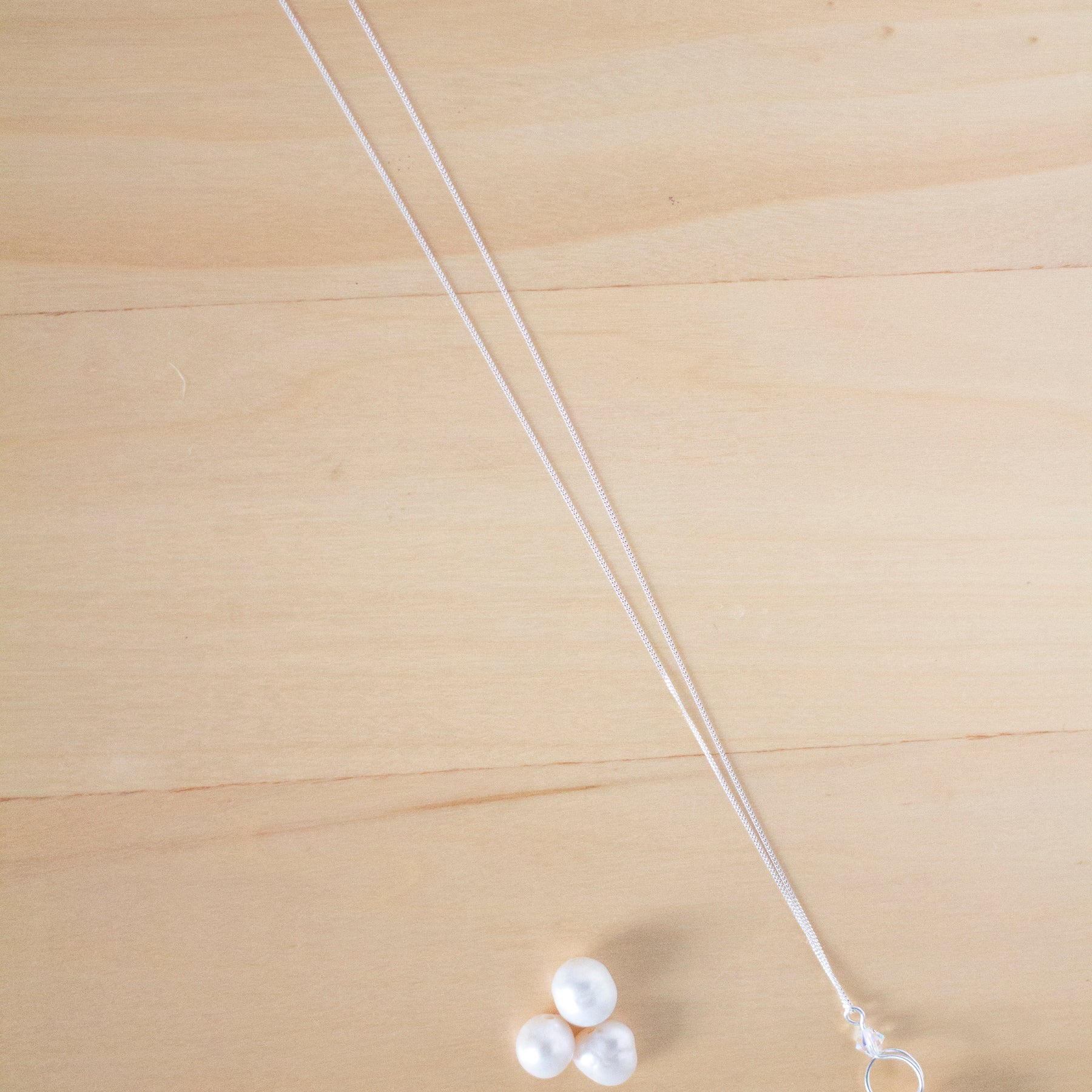 Sterling Silver Baroque Pearl and Crystal Loop Pendant Necklace | Jewellery Gift Idea